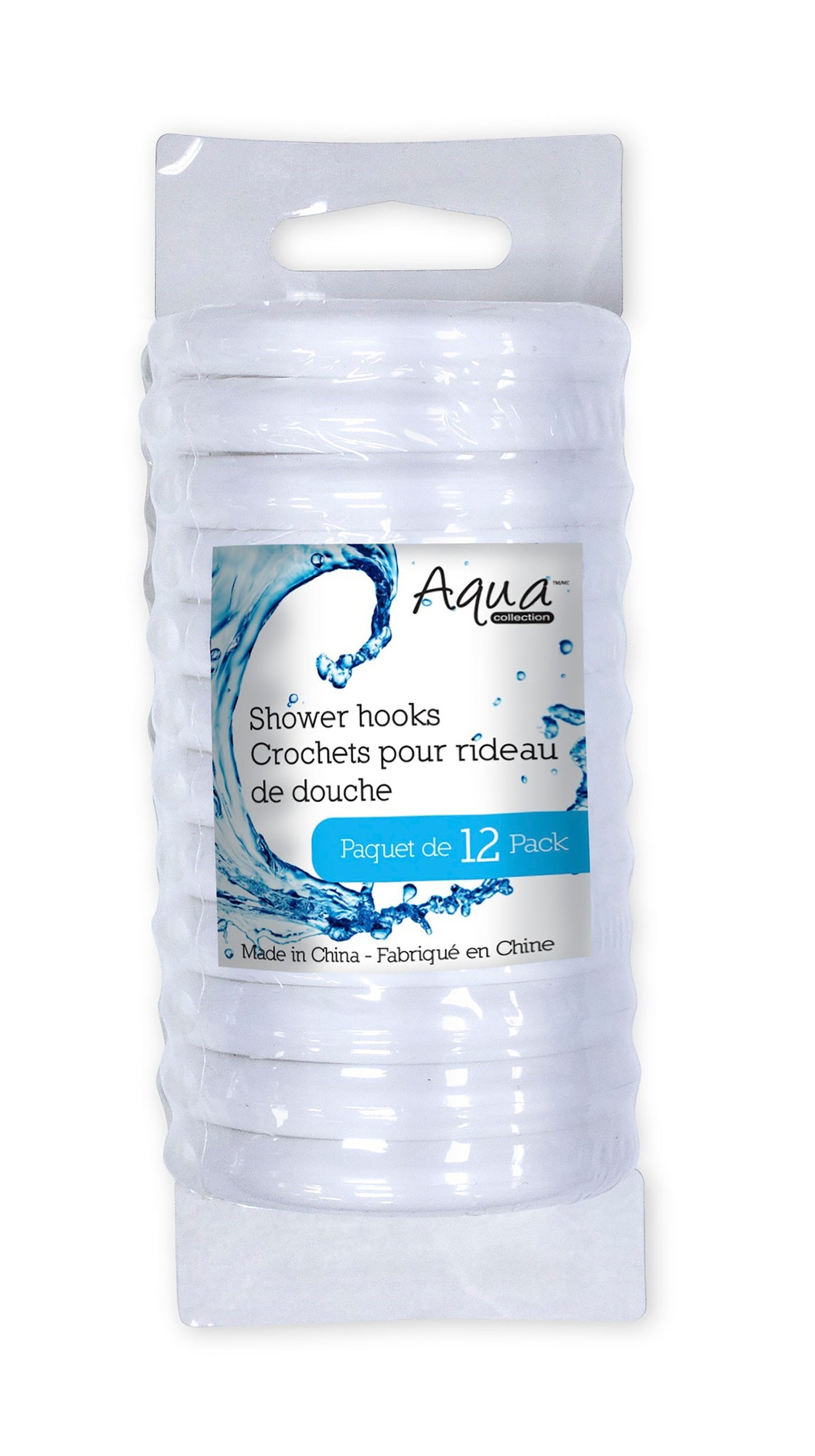 12 White Plastic Shower Curtain Hooks 2.25in dia.