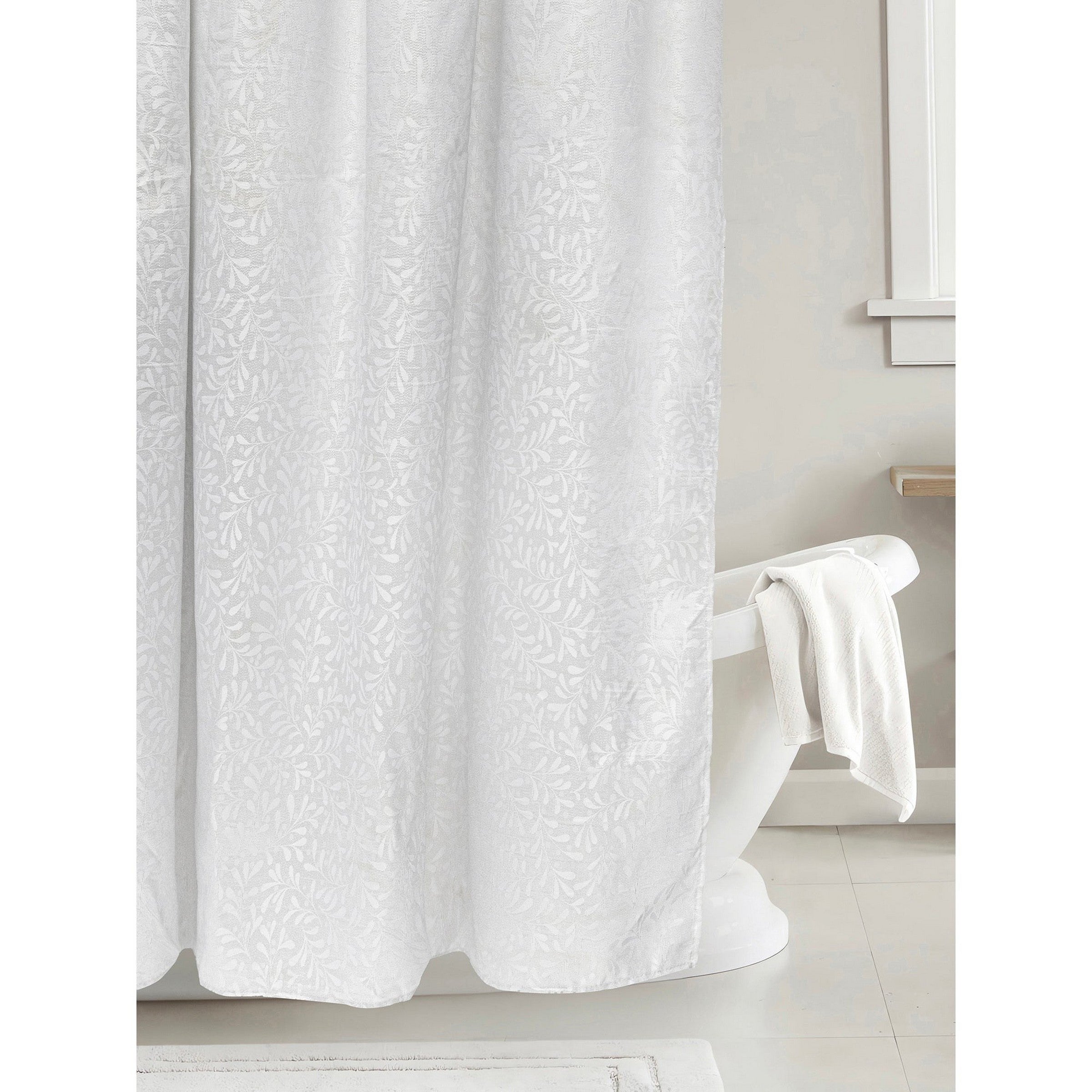 Woven Solid Jacquard Shower Curtain 100% Polyester - White 70x72in