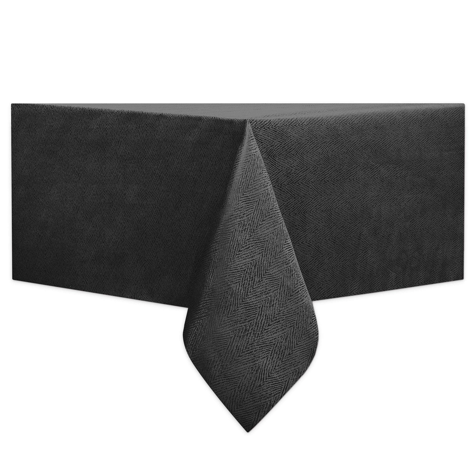 Woven Solid Jacquard Tablecloth 100% Polyester - Black 58x102in
