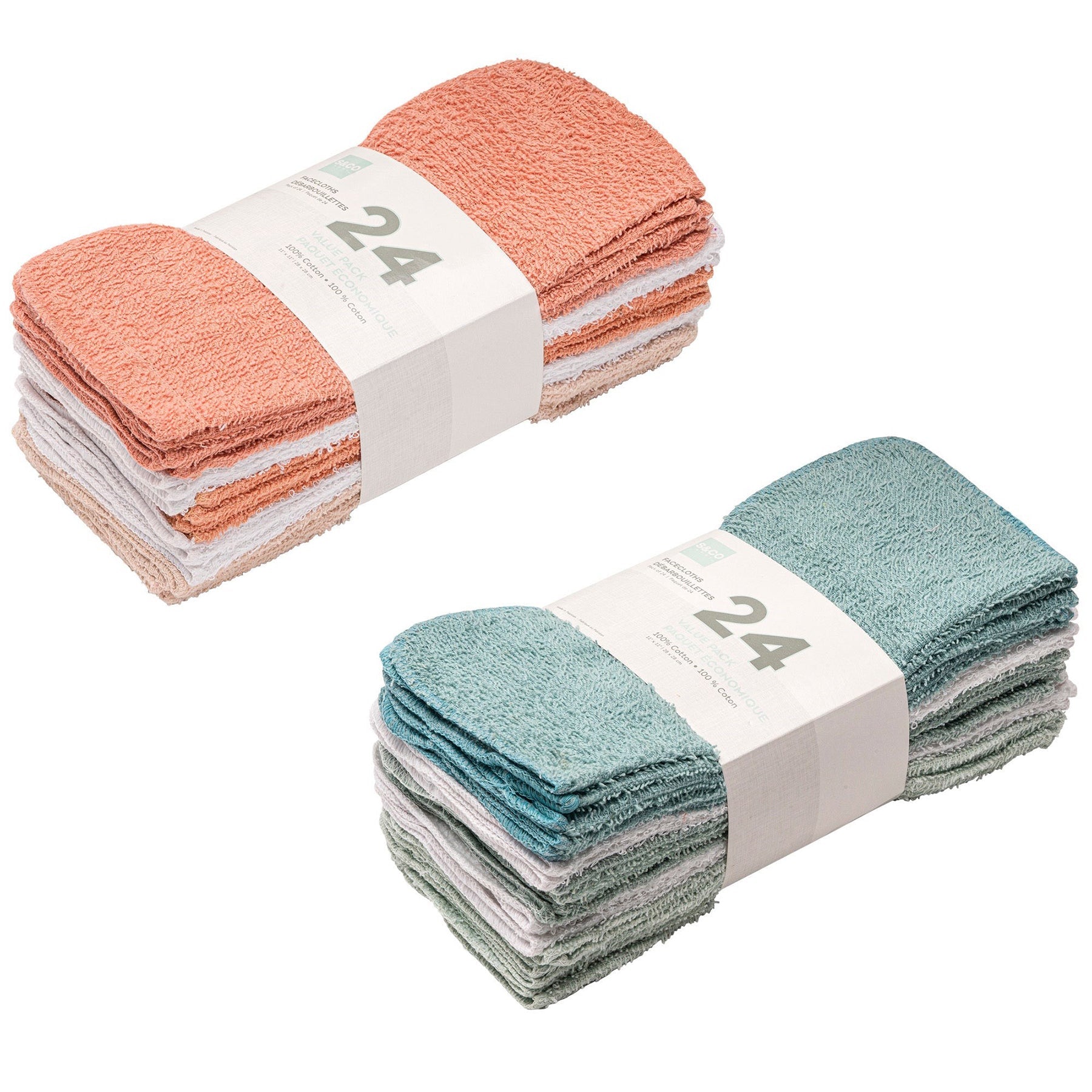 24 Washcloths 80% Cotton/20% Polyester 11x11in VRT