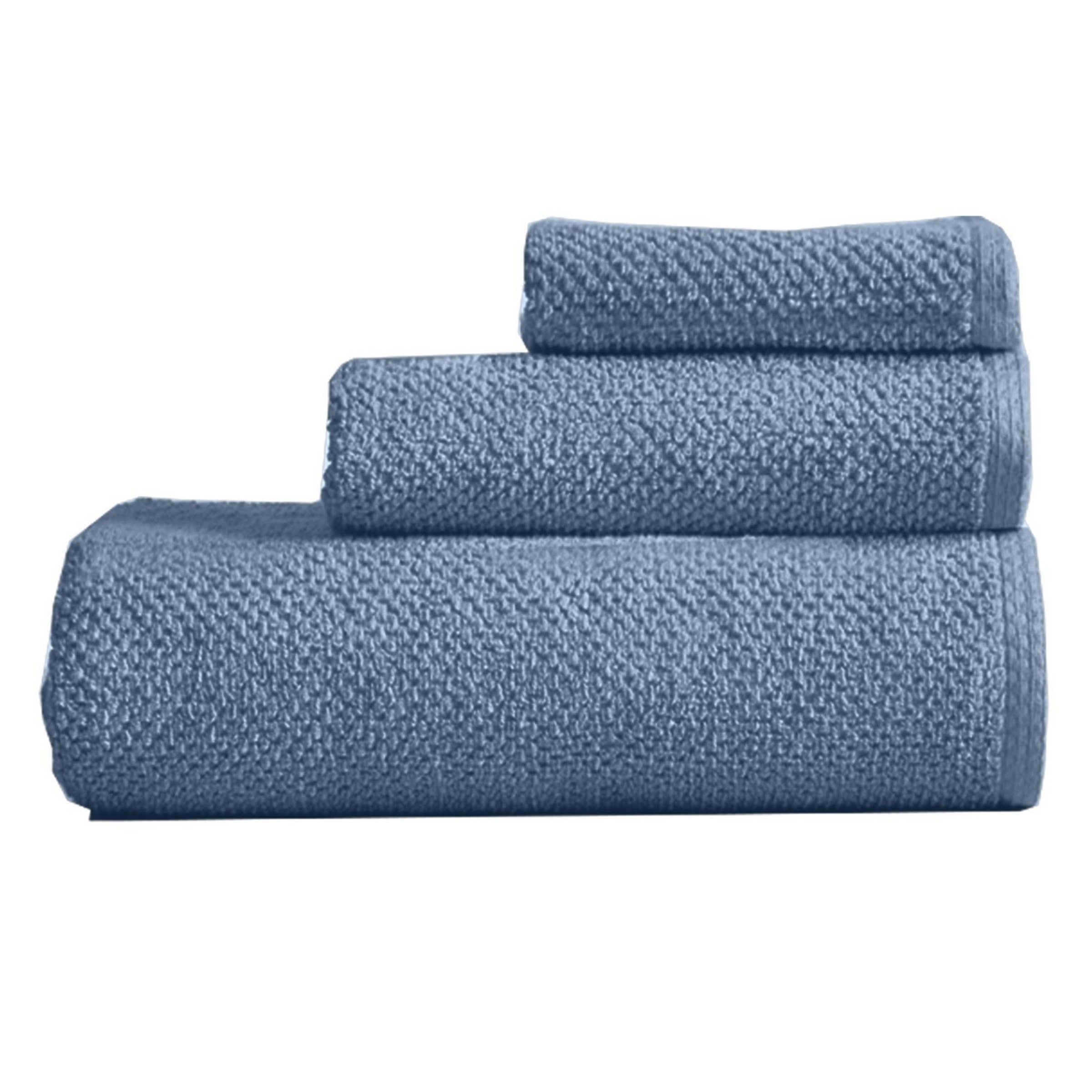 Woven Popcorn Towel Set 3pcs 100% Cotton - Denim