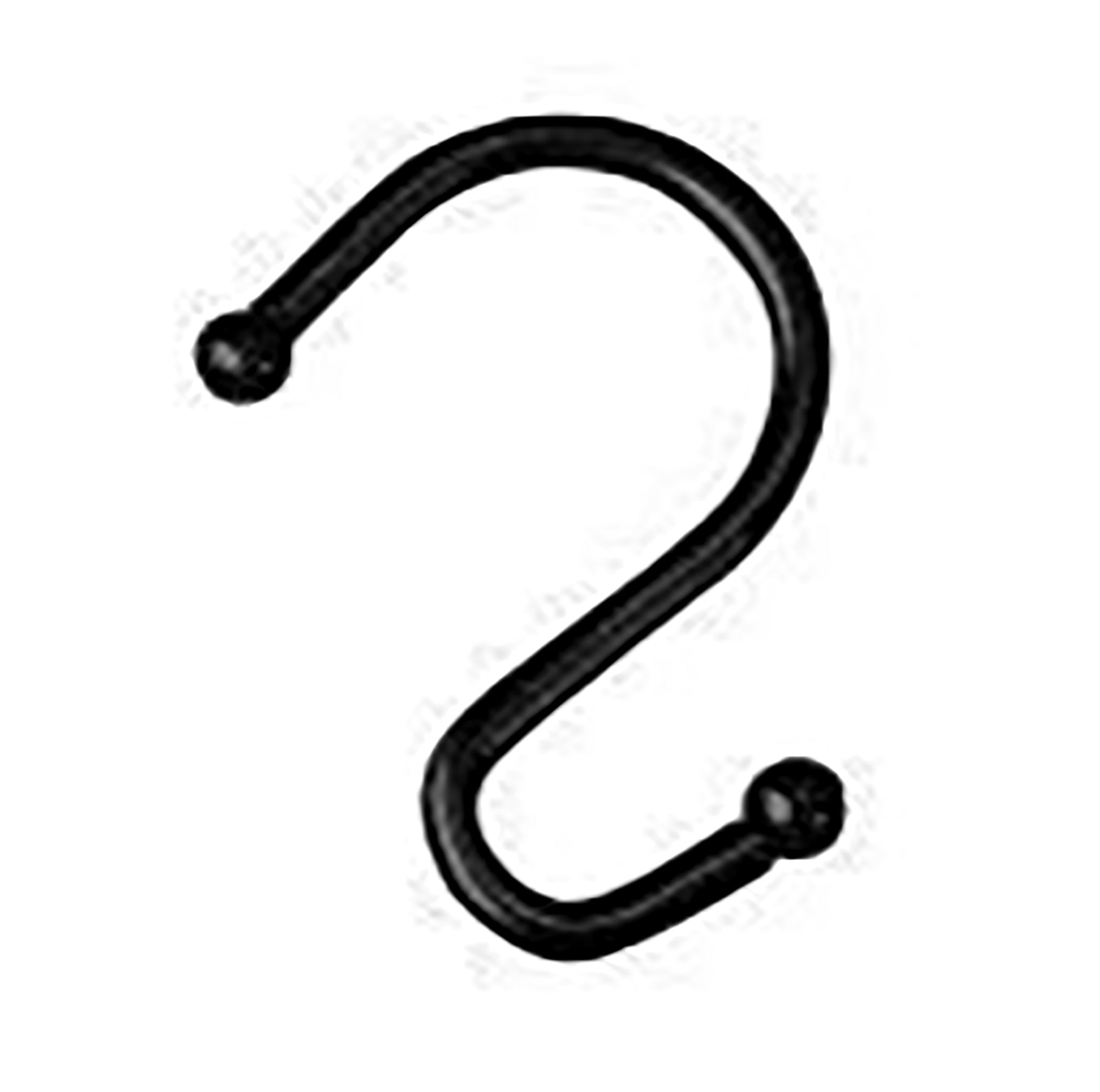12 Double Metal Shower Curtain Hooks - Black 2.6x1.9in