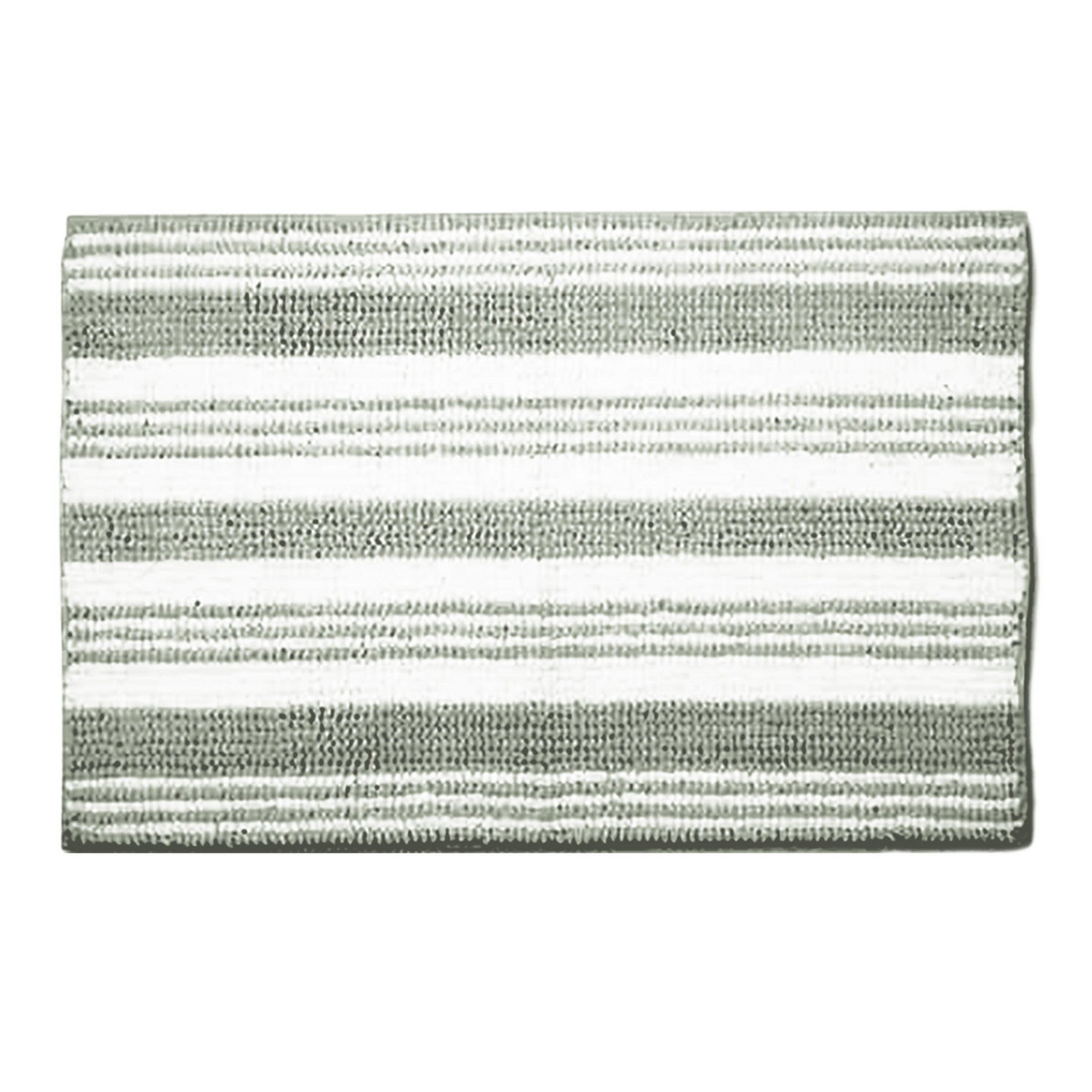 Woven Chenille Stripe Bath Mat 100% Polyester/Back 100% Rubber - Sage 18x30in