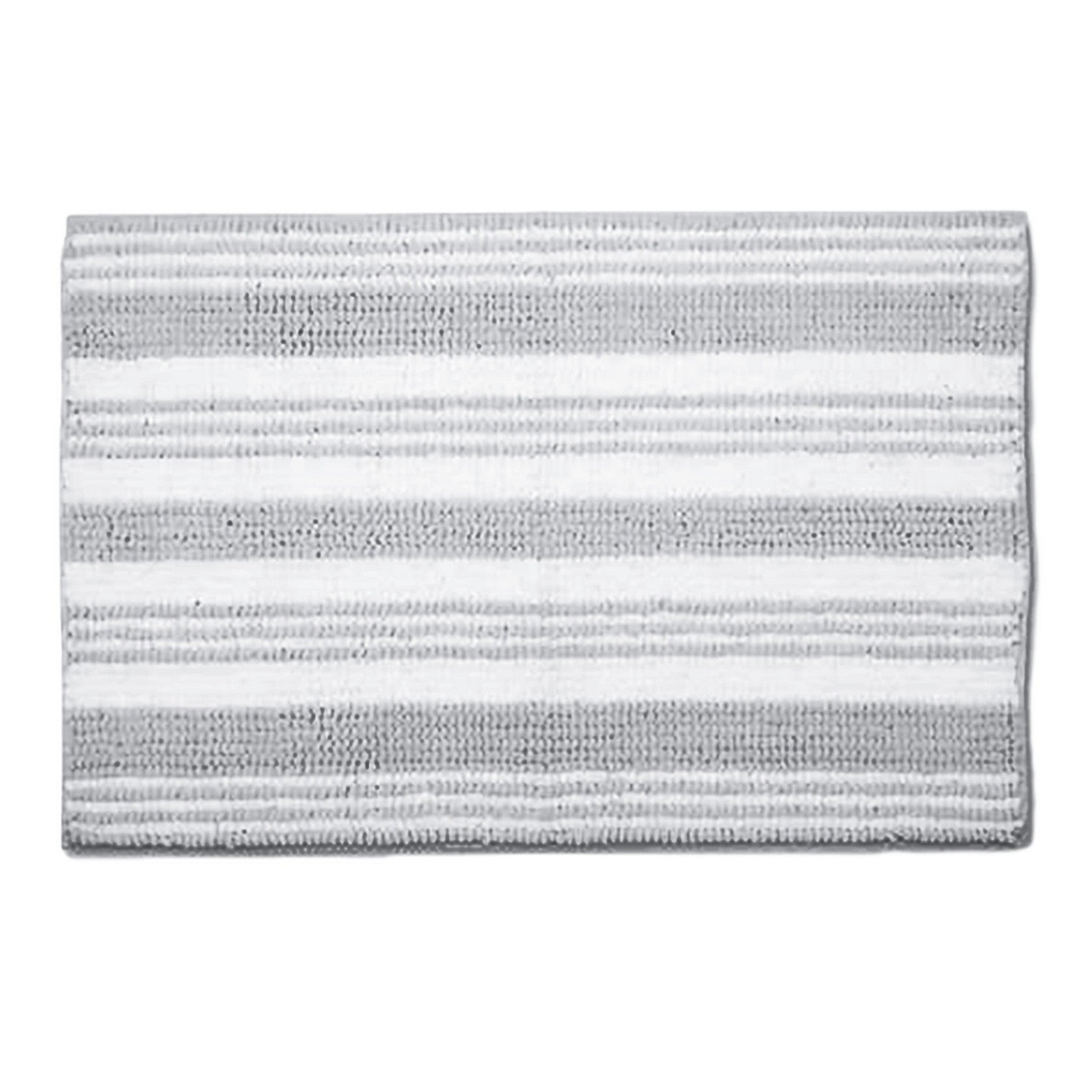 Woven Chenille Stripe Bath Mat 100% Polyester/Back 100% Rubber - Light Grey 18x30in