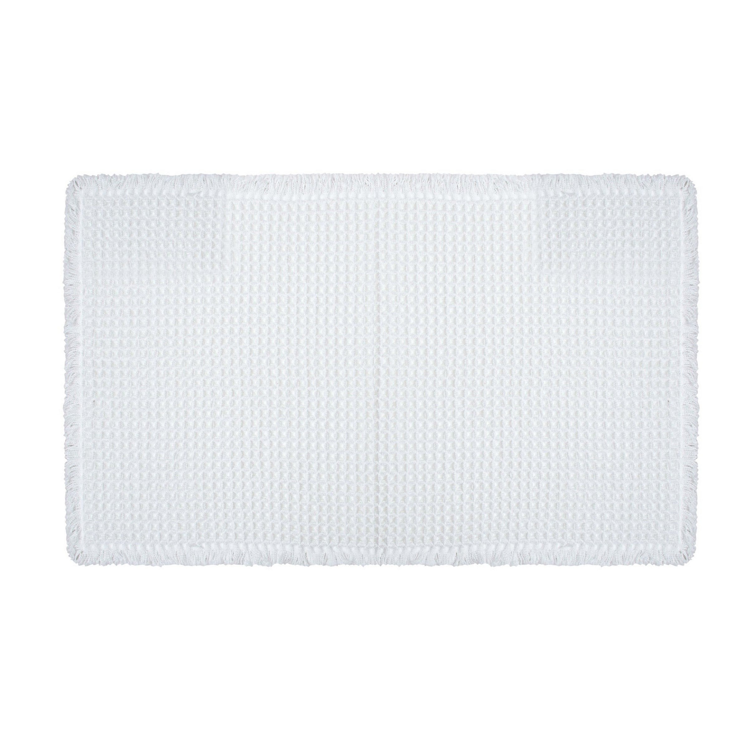 Woven Anti-slip Waffle Bath Mat 100% Polyester/Back 100% Rubber - White 18x30in