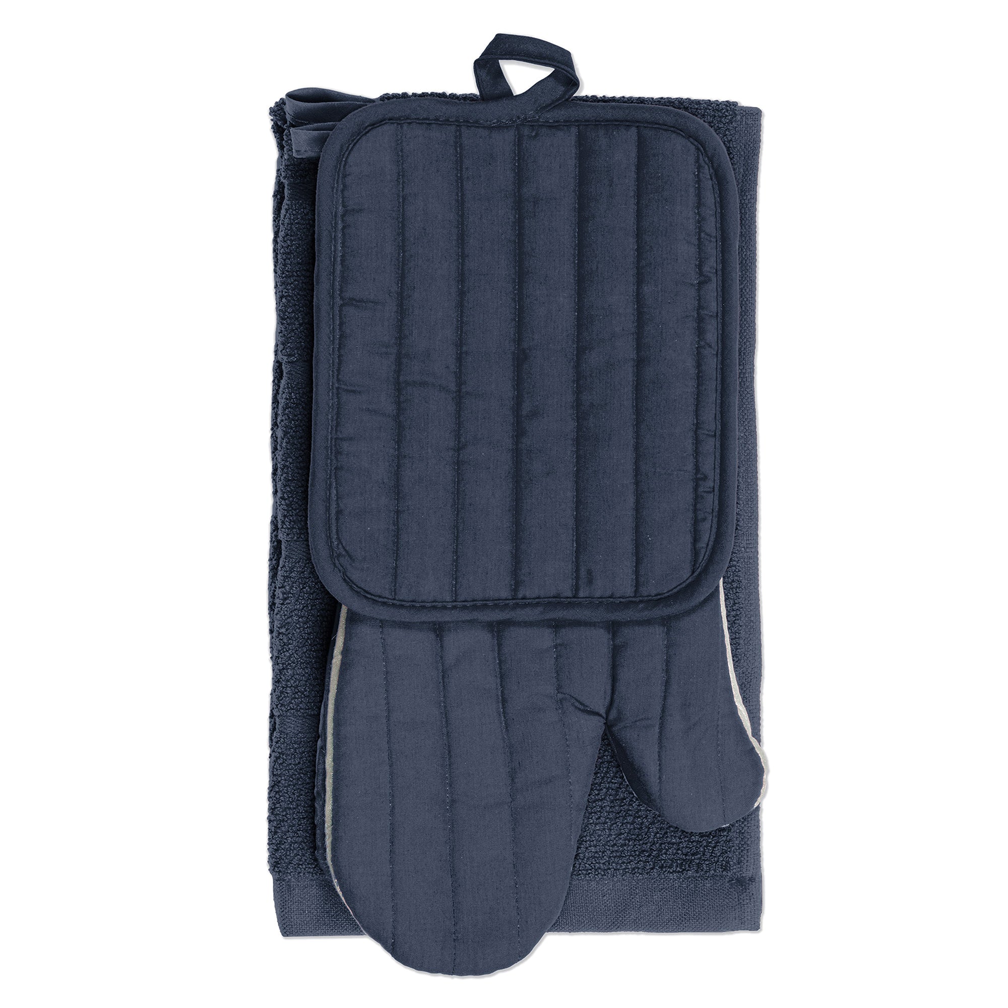 Woven Kitchen Set 4pcs - Polyester/Cotton Blend Denim - Towel 15x25in
