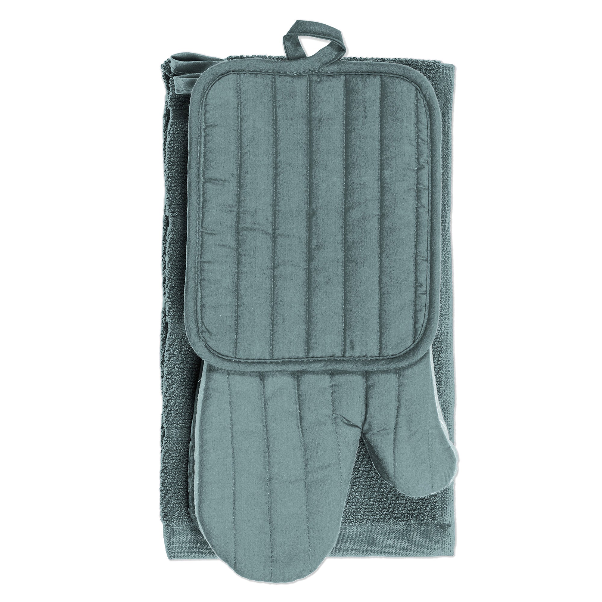 Woven Kitchen Set 4pcs - Polyester/Cotton Blend Aqua - Towel 15x25in