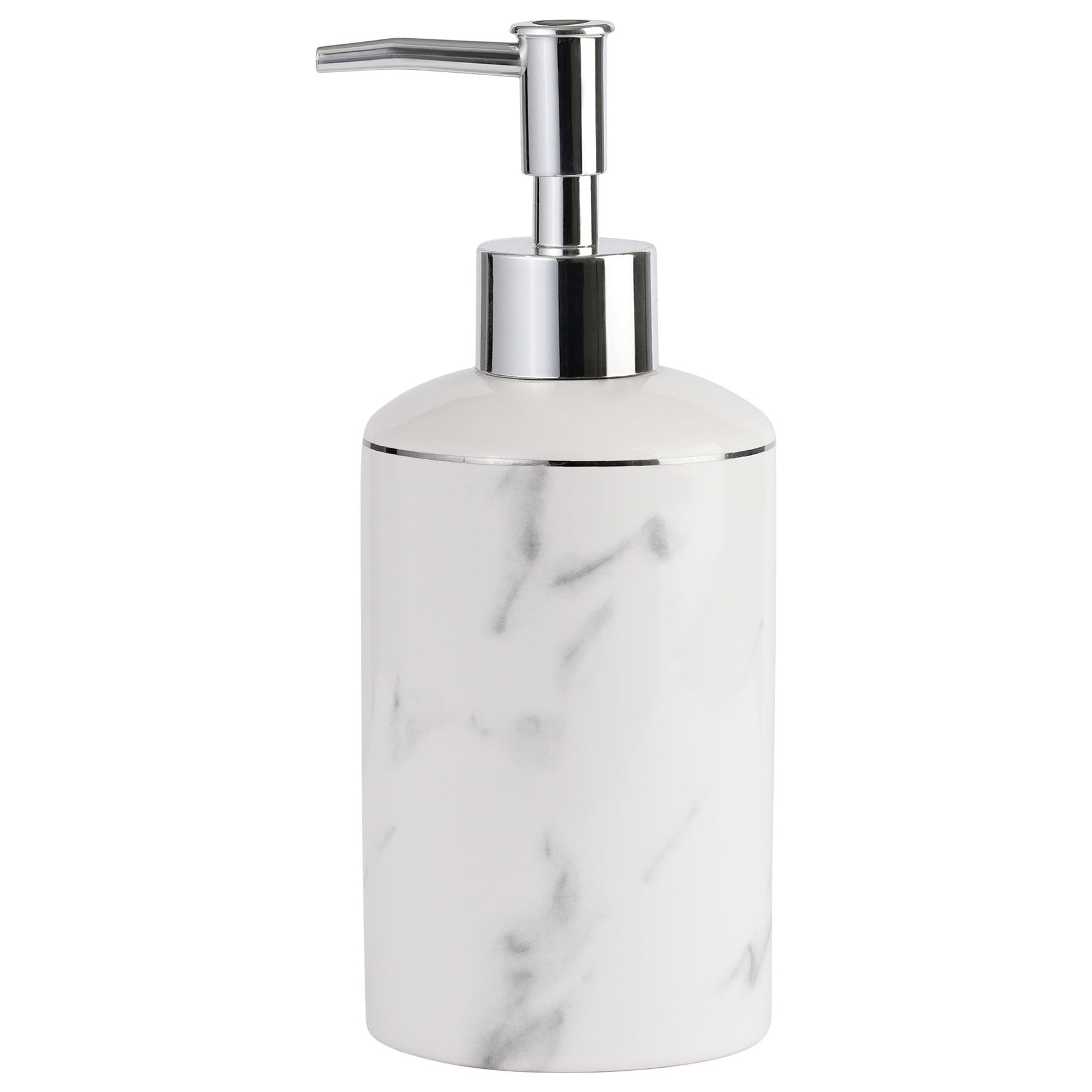 Marble Silver Rim Ceramic Soap Pump - White 400ml