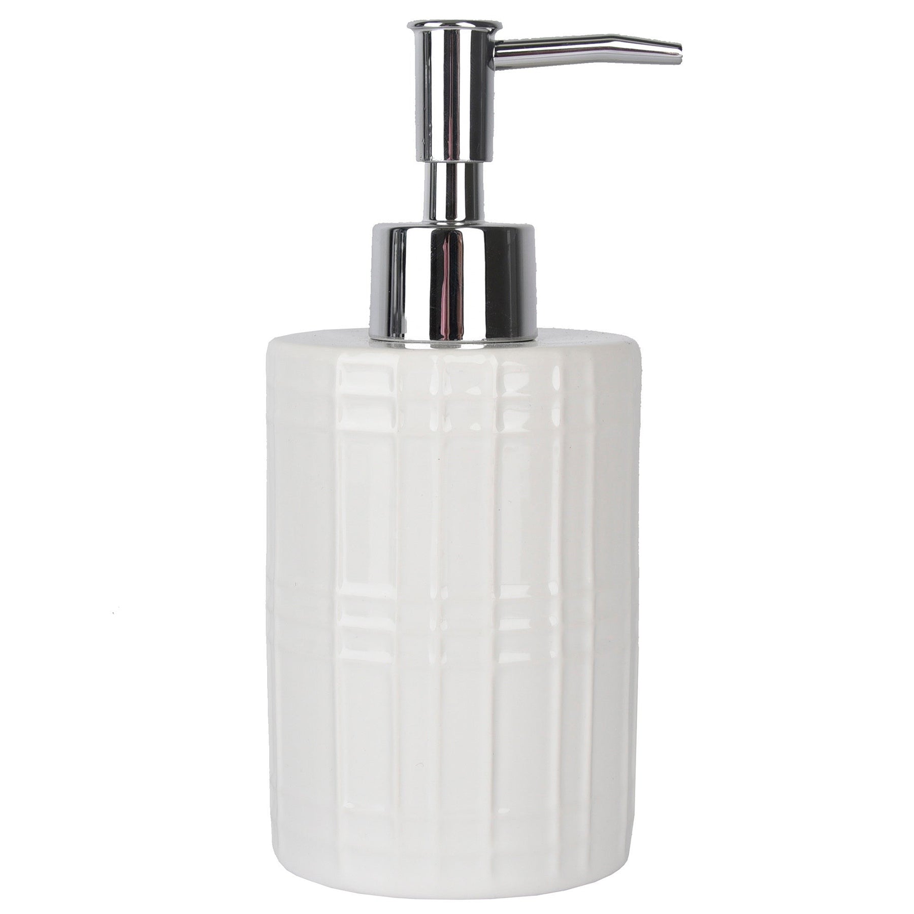 Textured Plaid White Ceramic Soap Pump 420ml