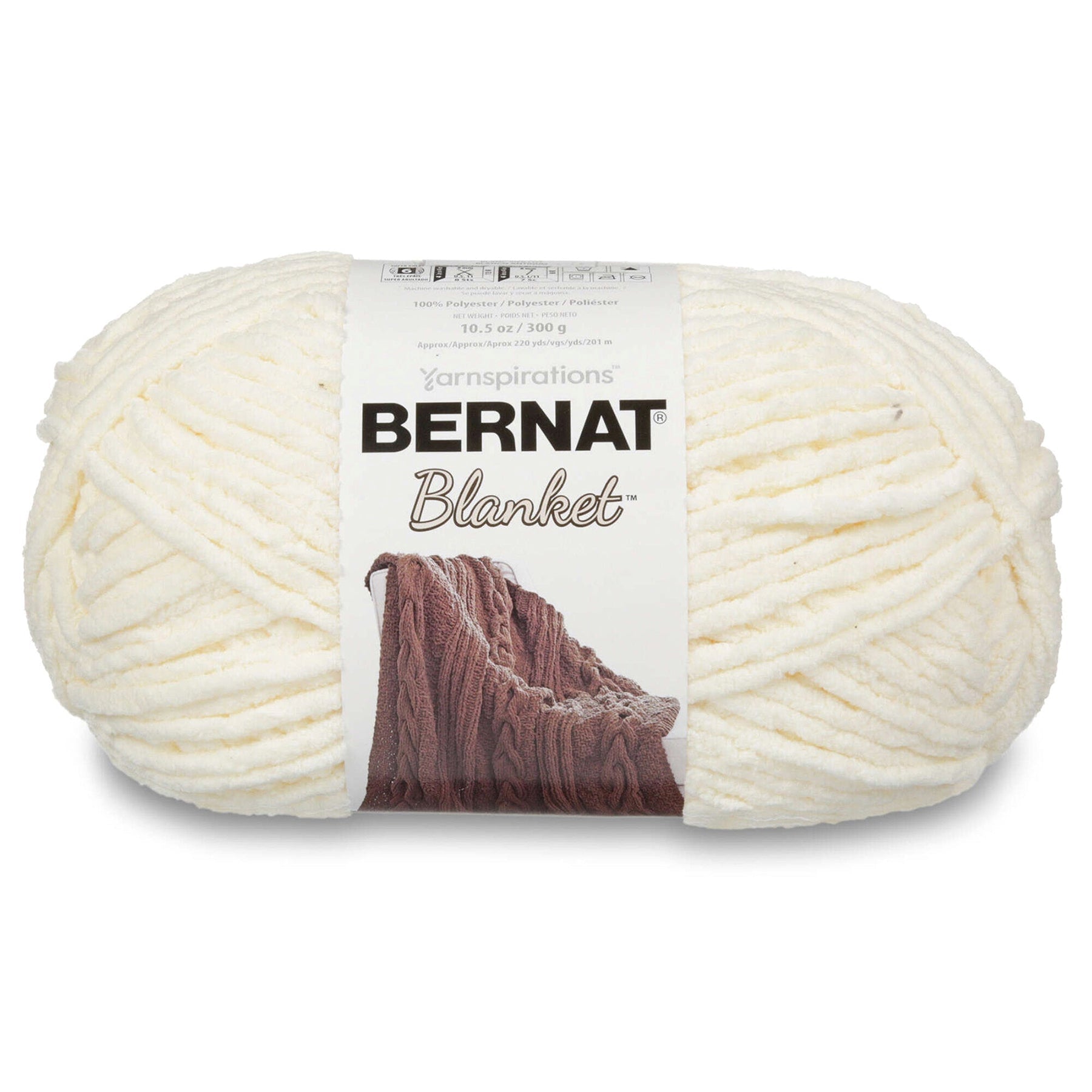 Bernat Blanket Yarn Vintage White - 100% Polyester - Super Bulky 6 220yds (201m)
