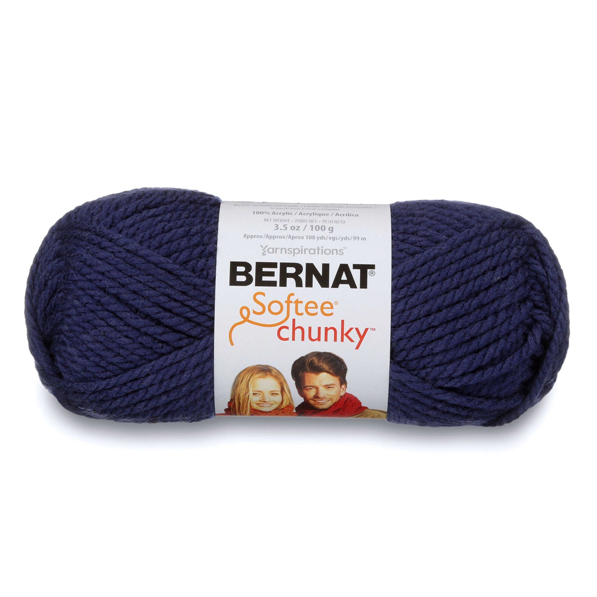 Bernat Softee Chunky Yarn Faded Denim - 100% Acrylic - Super Bulky 6 108yds (99m)