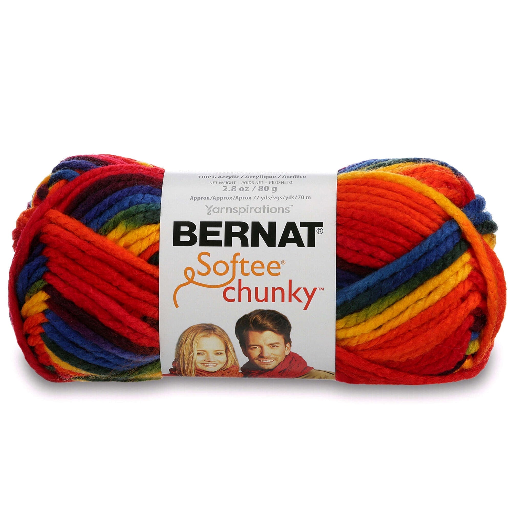 Bernat Softee Chunky Ombres Yarn School Yard - 100% Acrylic - Super Bulky 6 74yds (68m)