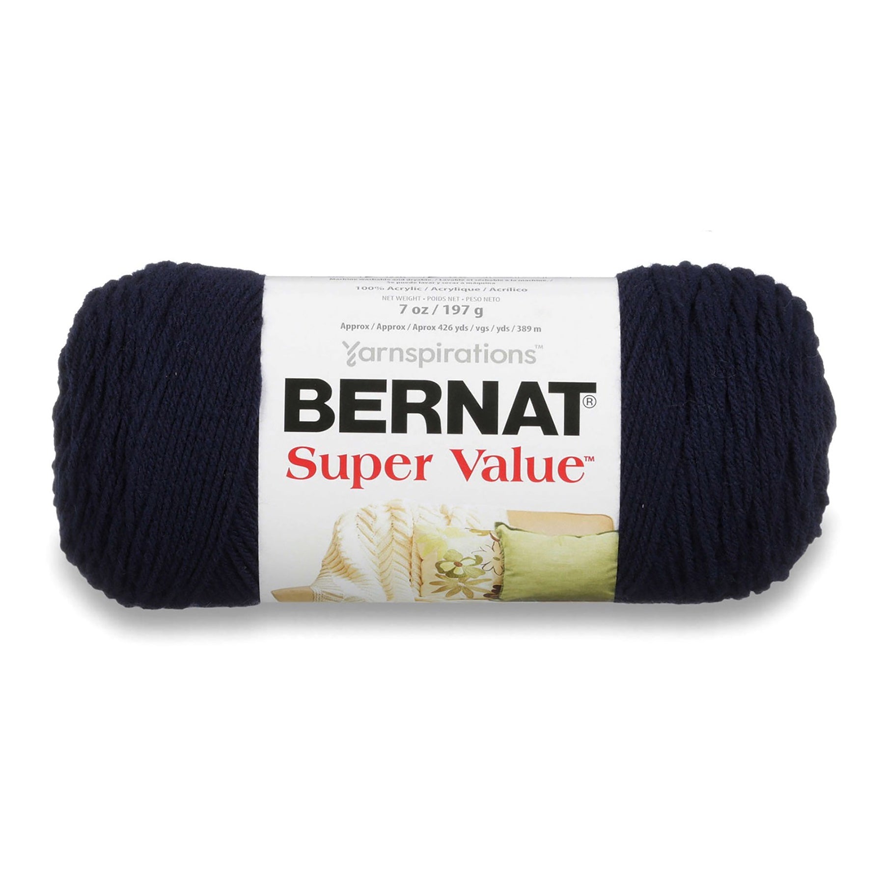 Bernat Super Value Yarn Navy - 100% Acrylic - Medium 4 440yds (402m)