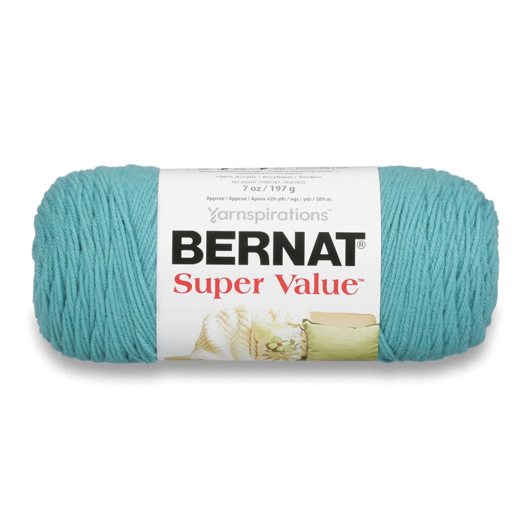 Bernat Super Value Yarn Aqua - 100% Acrylic - Medium 4 440yds (402m)