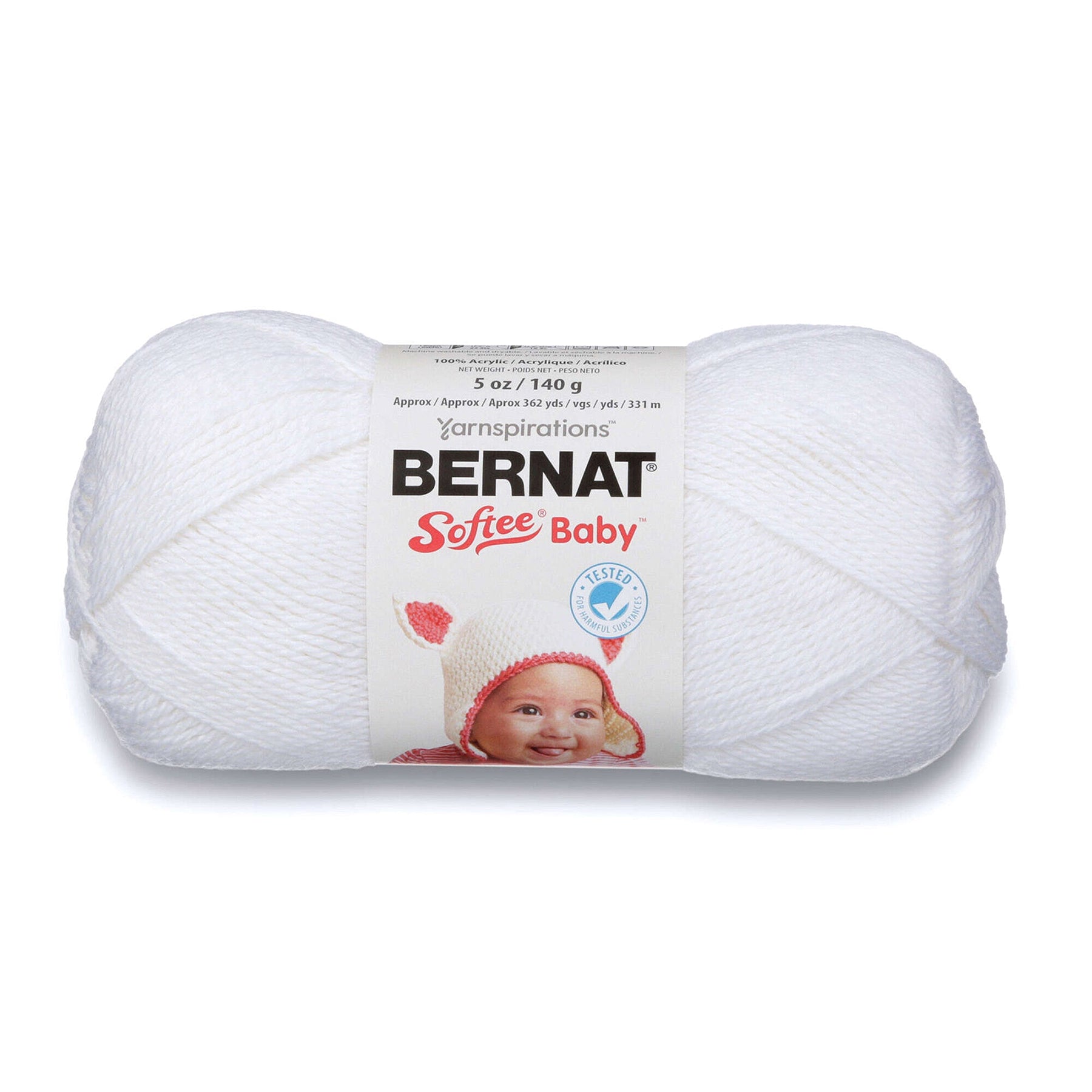 Bernat Softee Baby Yarn White - 100% Acrylic - Sport Light 3 362yds (331m)