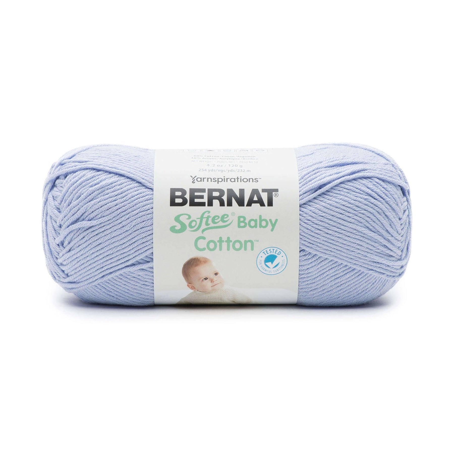 Bernat Softee Baby Cotton Yarn Soft Periwinkle - 60% Cotton 40% Acrylic - Sport Light 3 254yds (232m)