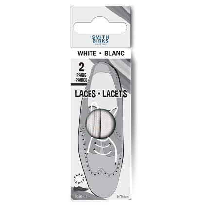Smith Birks 2 Pairs Flat Laces - White 24in