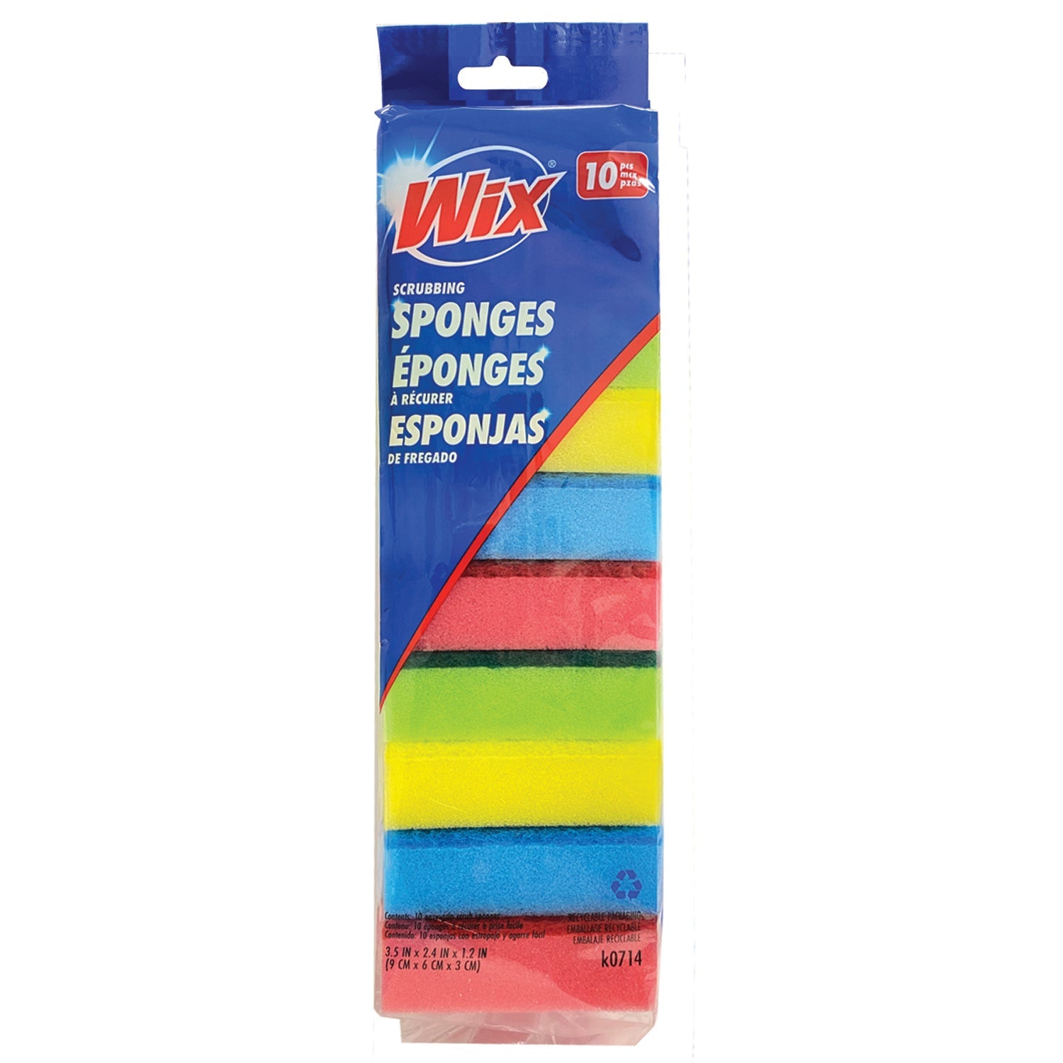 Wix 10 Colored Scrubbing Sponges 3.5x2.4x1in