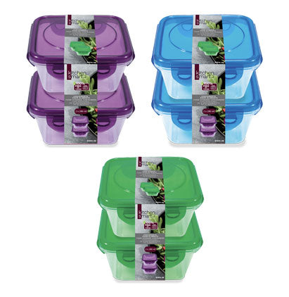 Kitchen Smart 2 Square Food Storage Containers 4x4x2.1in (280ml) VRT