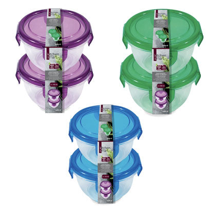 Kitchen Smart 2 Round Food Storage Containers 3.7x.7x2.1in (180ml) VRT