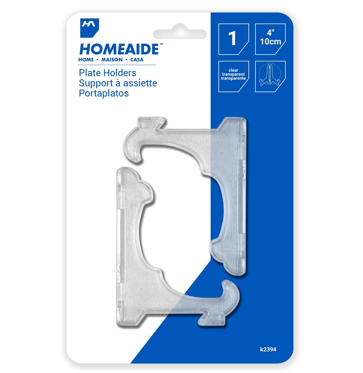 Homeaide 2 Clear Plastic Plate Holders 4in