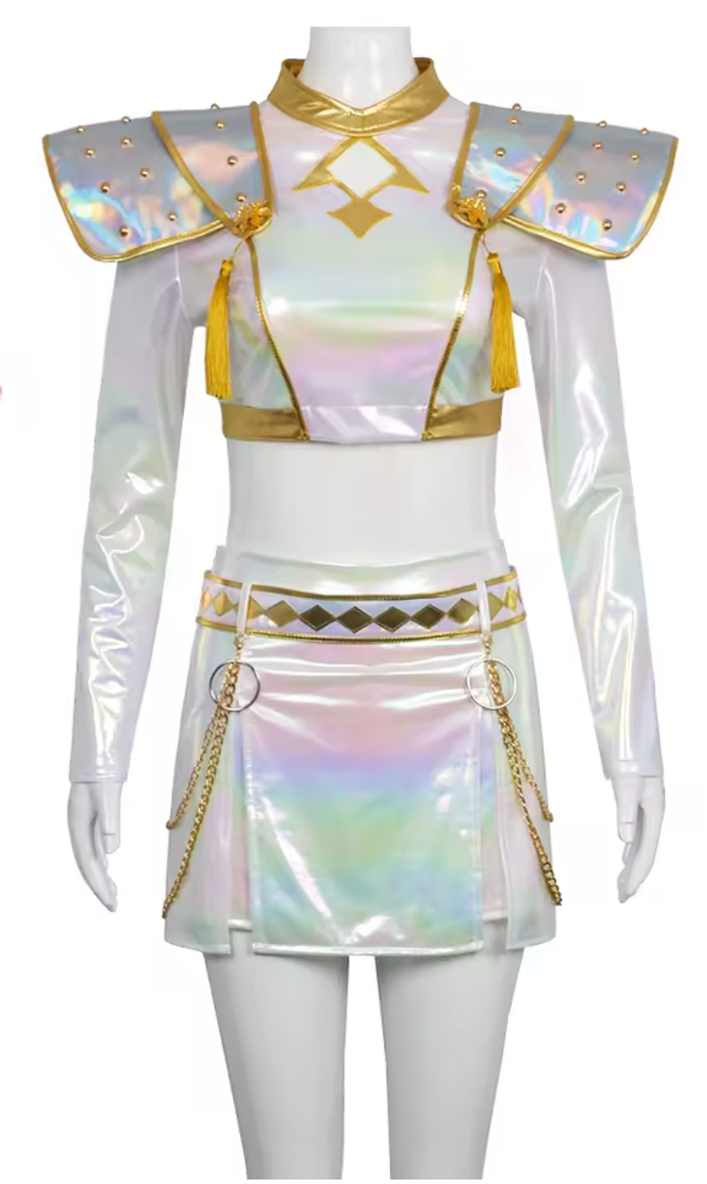 K-POP Demon Hunters - Ensemble de costumes Zoey blanc irisé avec accessoires pour adulte