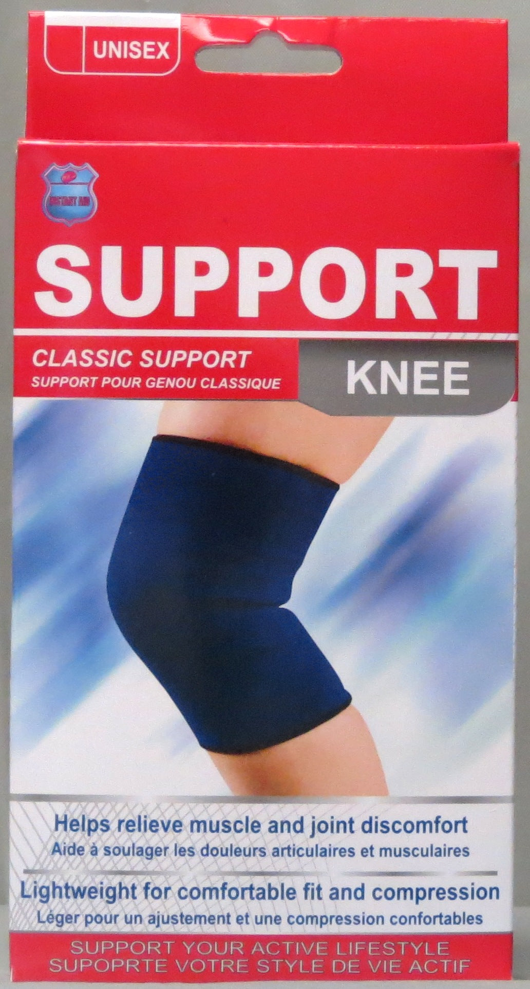 First Aid One Size Knee Support - Polyester, Cotton and Rubber (Latex)