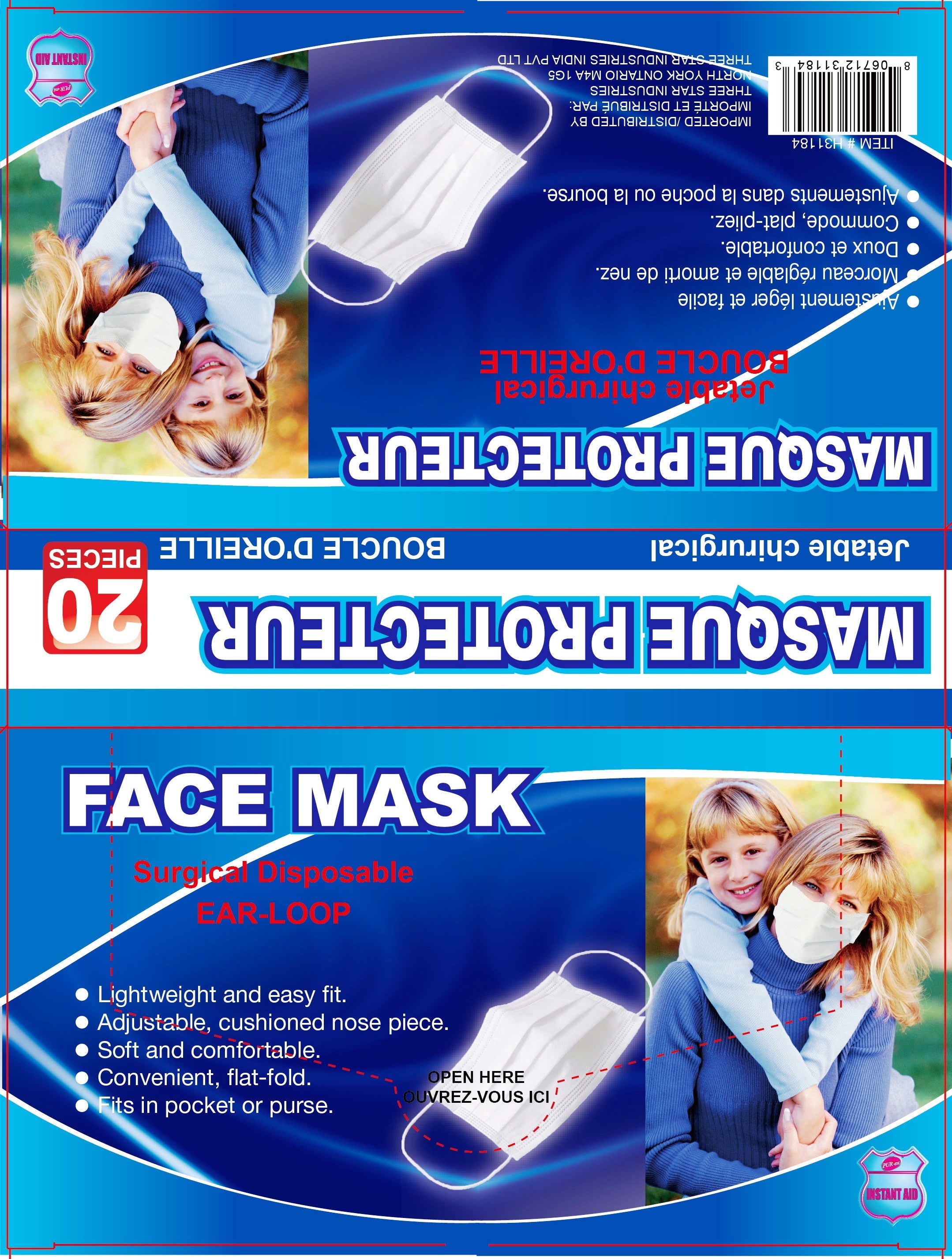 First Aid 20 Disposable Surgical Ear-loop Masks