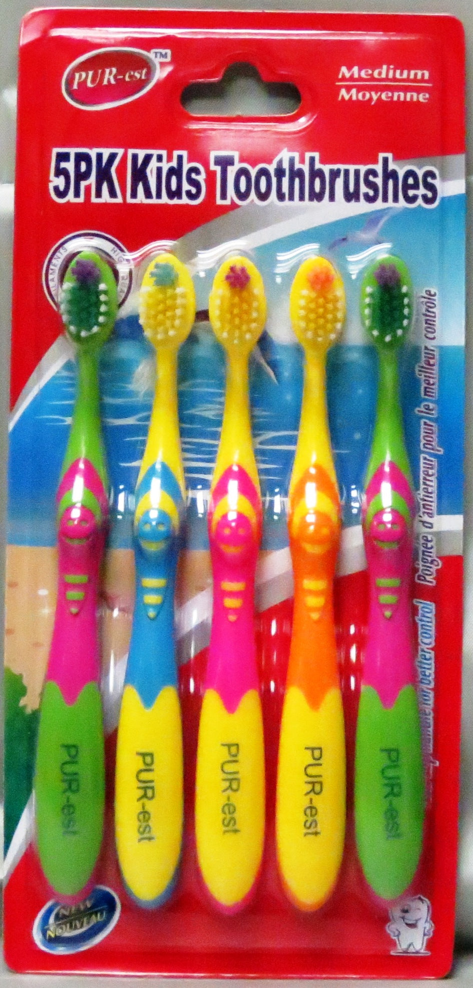 Pur-Est 5 Tootbrushes for Kids - Medium