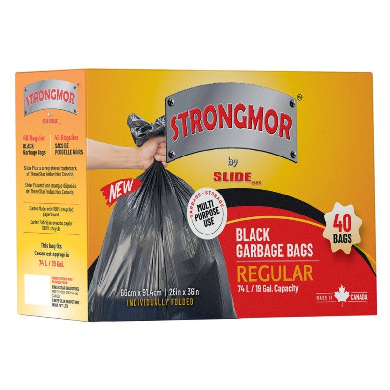 Slide 40 Black Garbage Bags 26x36in