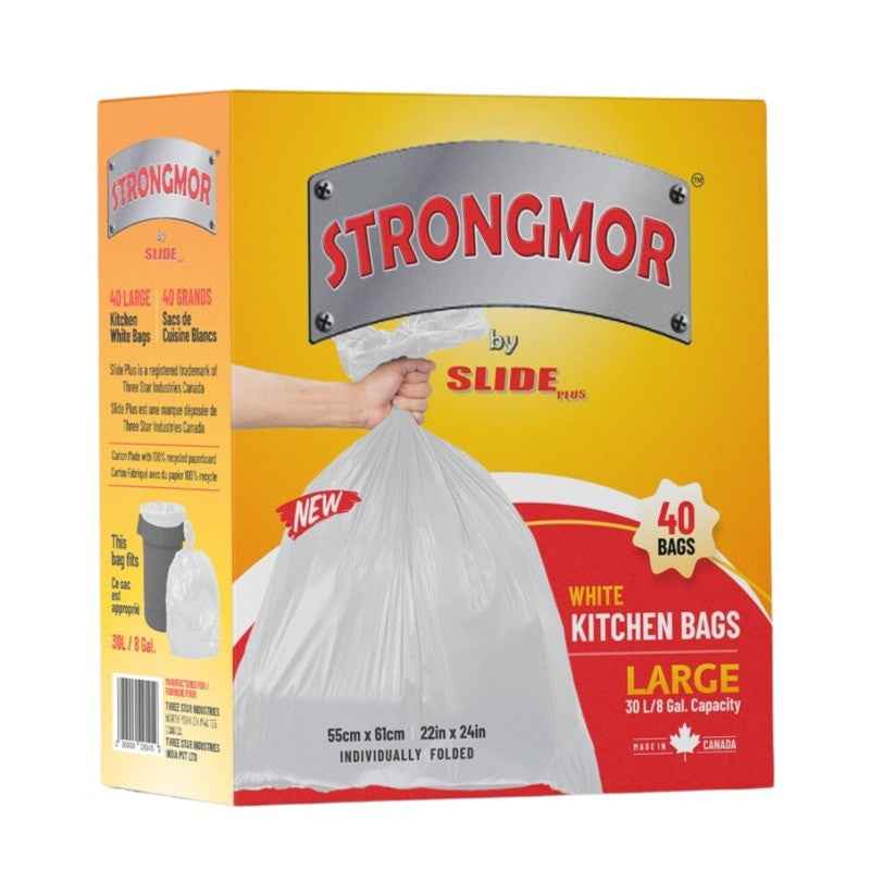 Slide 40 White Garbage Bags 22x24in