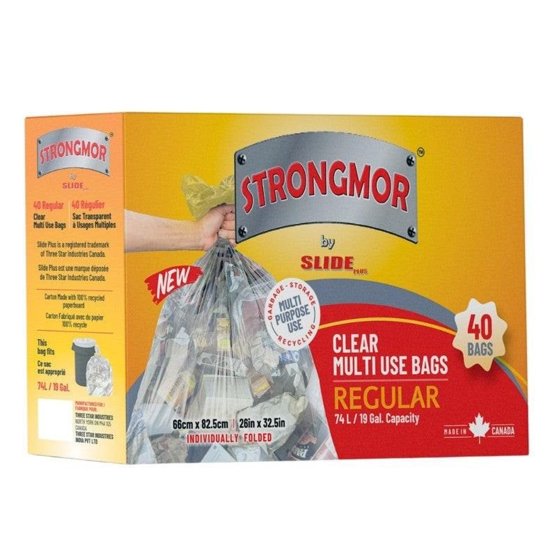 Slide 40 Clear Garbage Bags 26x32.5in