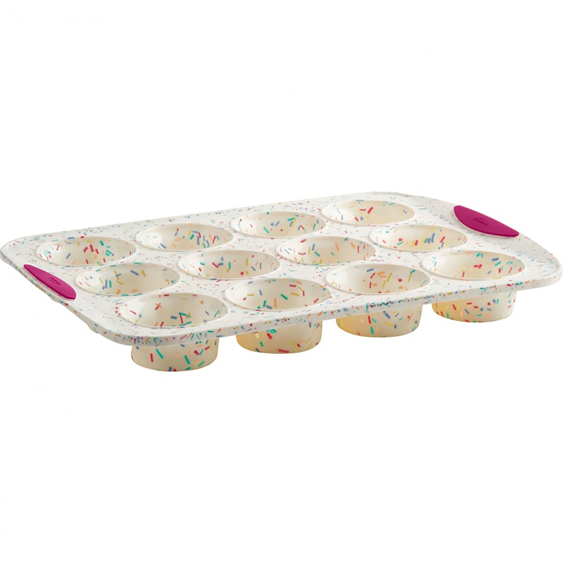 Trudeau Confetti Silicone Muffin Pan 14x10in for 12 Muffins 2.5in