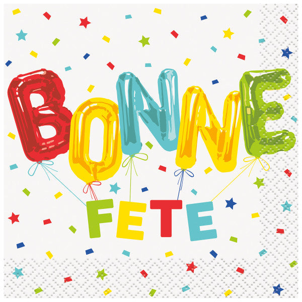 Bonne Fête 16 Beverage Napkins 2 Ply 9.75x9.75in