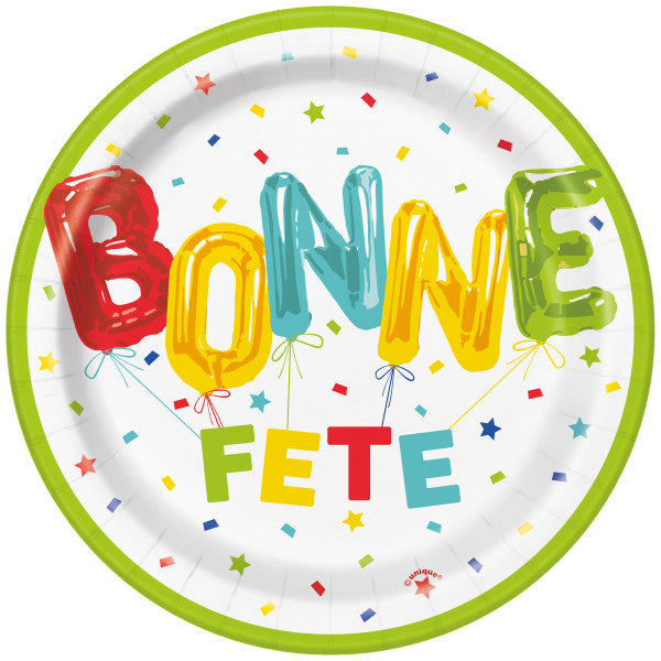 Bonne Fête 8 Round Paper Plates 7in