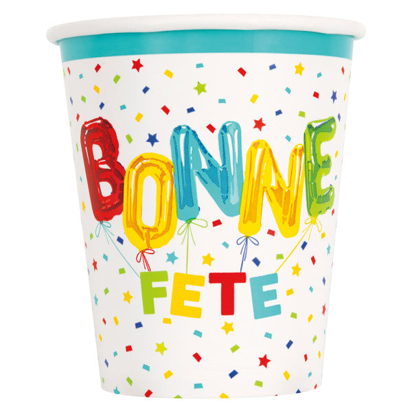 Bonne Fête 8 Paper Cups 9oz