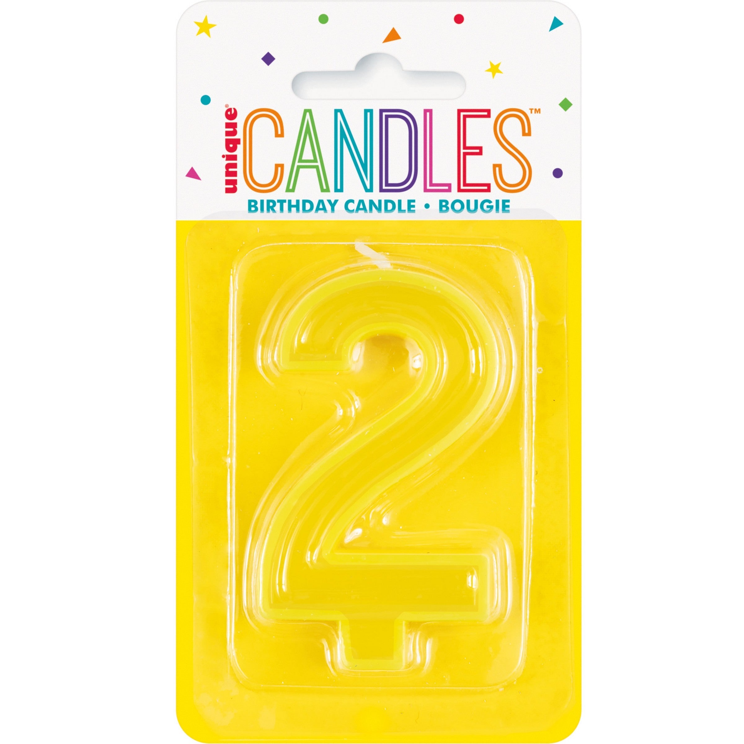 Raised Border Birthday Candle Number 2 1.75x3in