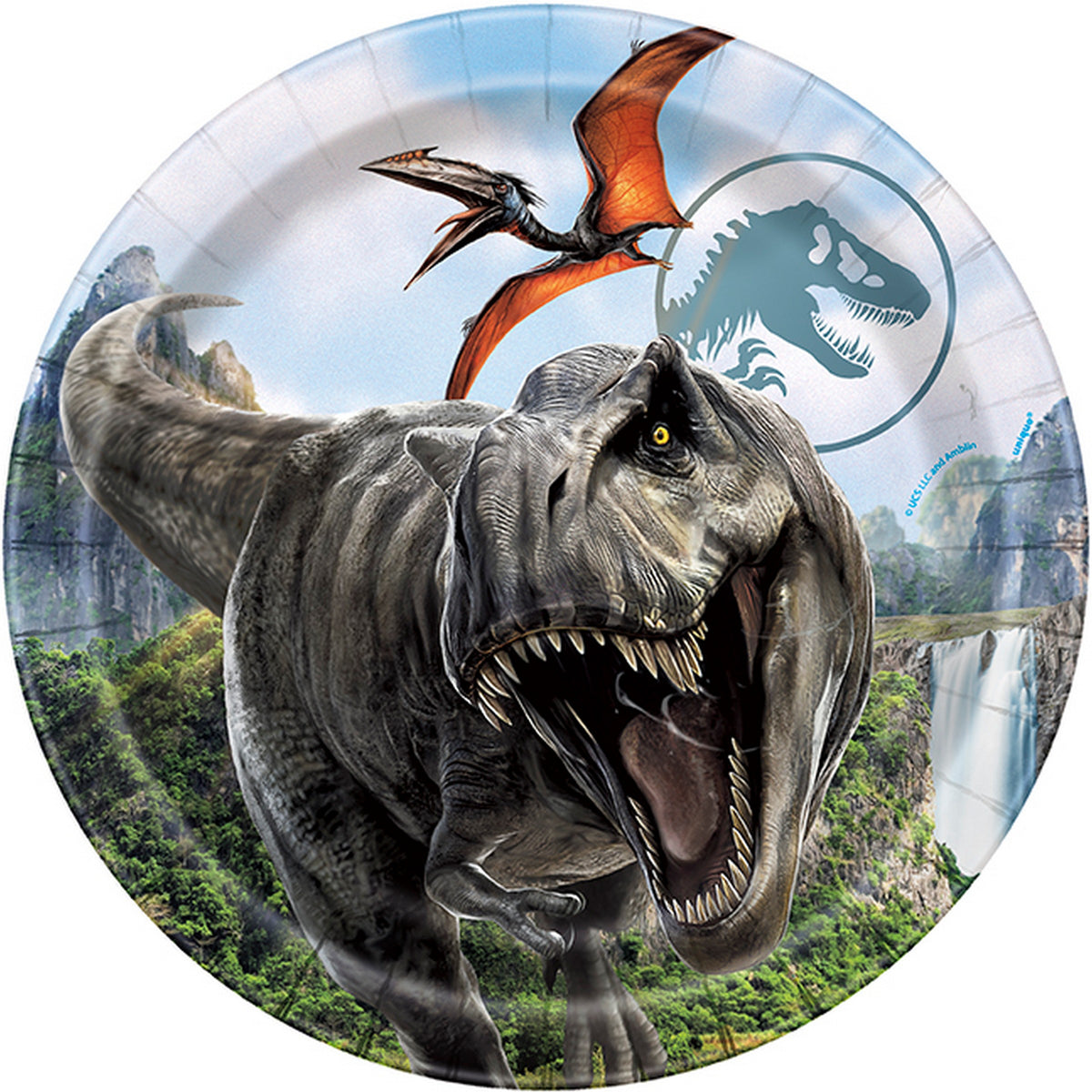 Jurassic 8 Round Paper Plates 9in