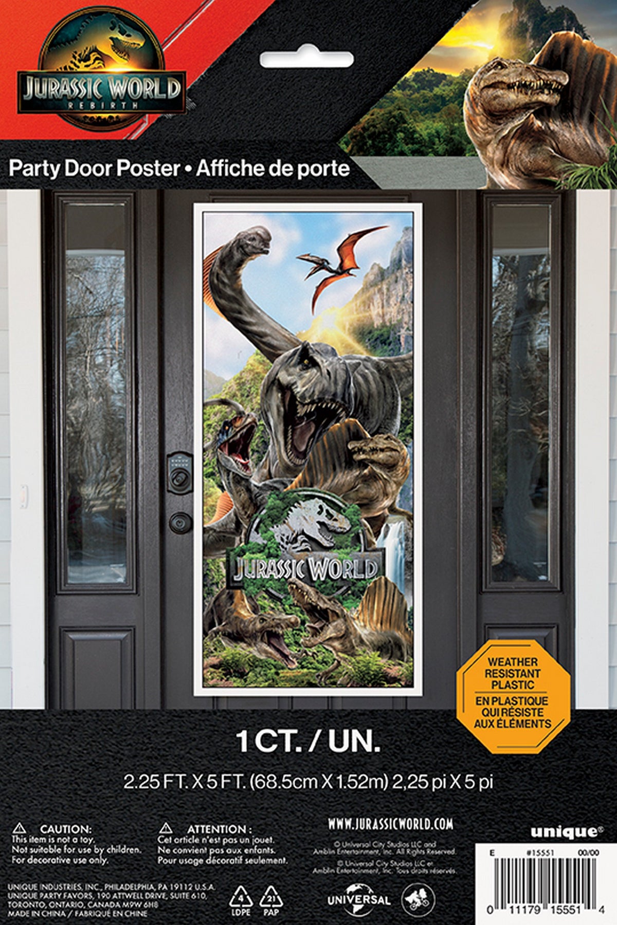Jurassic Plastic Door Poster 27x60in