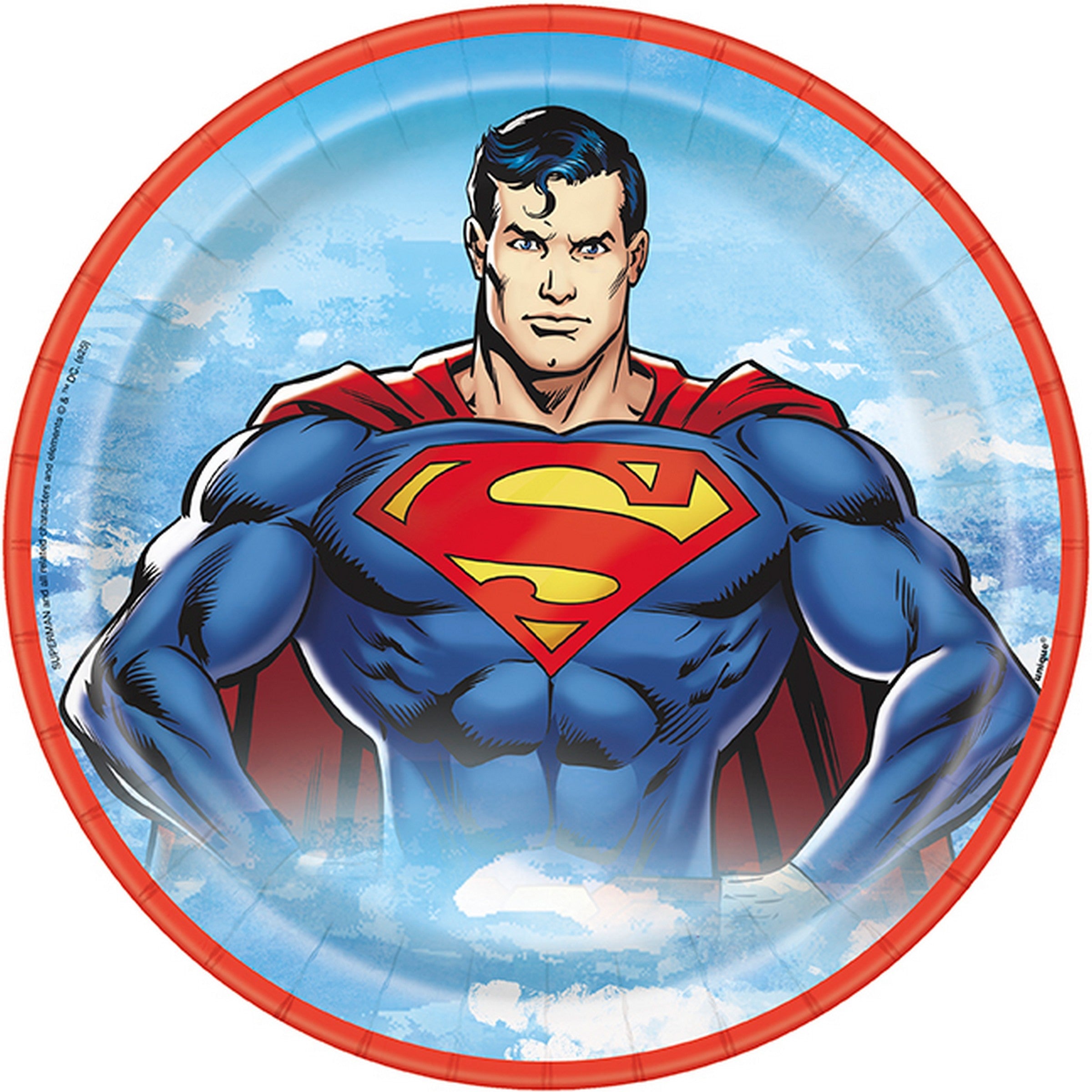Superman 8 Round Paper Plates 9in