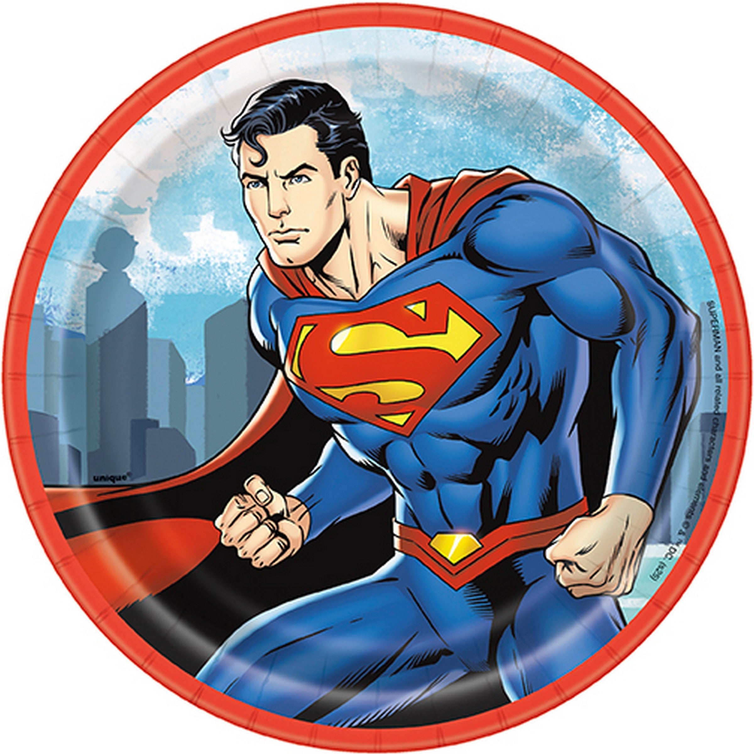 Superman 8 Round Paper Plates 7in