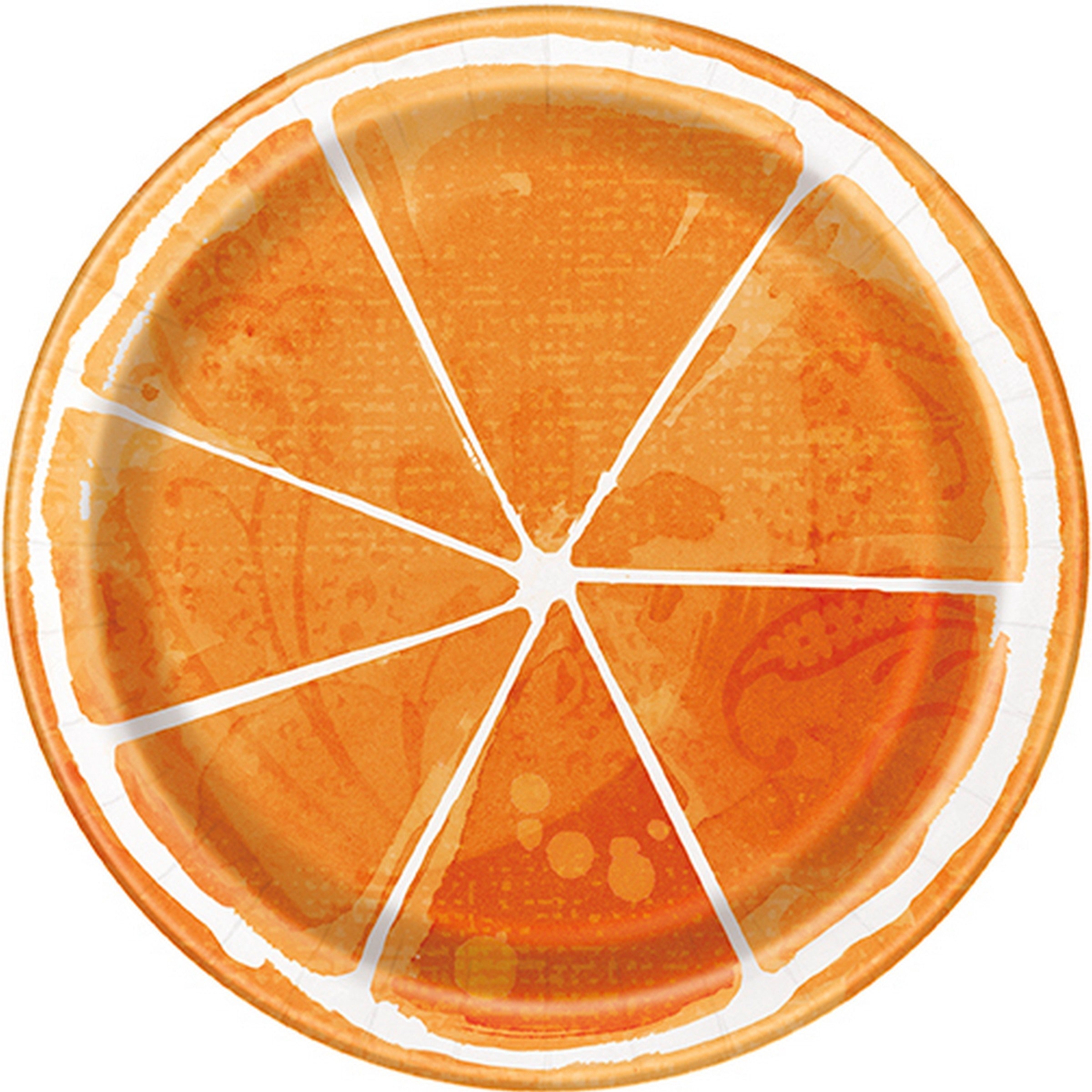 Summer Citrus 8 Round Paper Plates - Orange Slice 7in