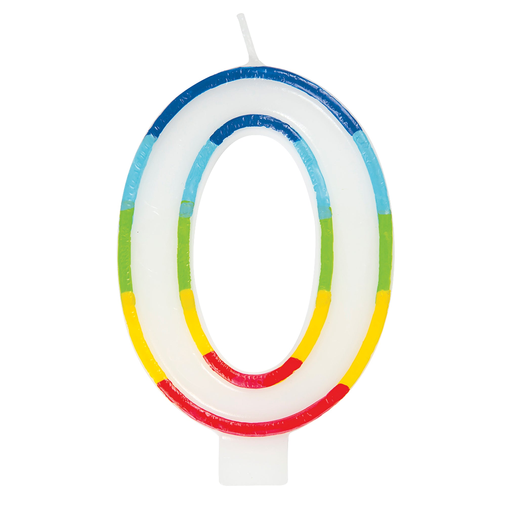 Rainbow Border Birthday Candle Number 0 Printed One Side 3in