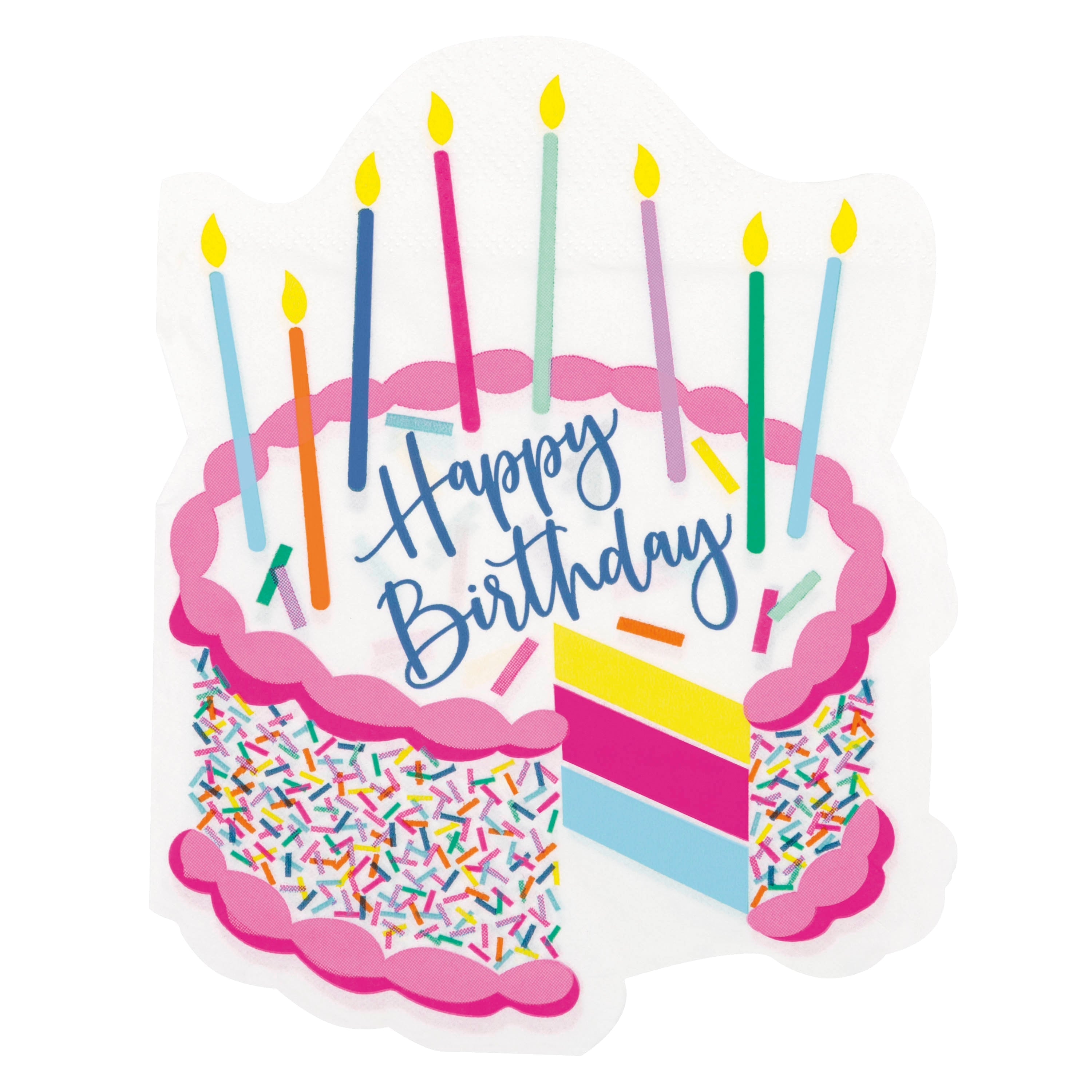 Pink Sprinkles 16 Cake Shaped Luncheon Napkins 12.2x9.45in