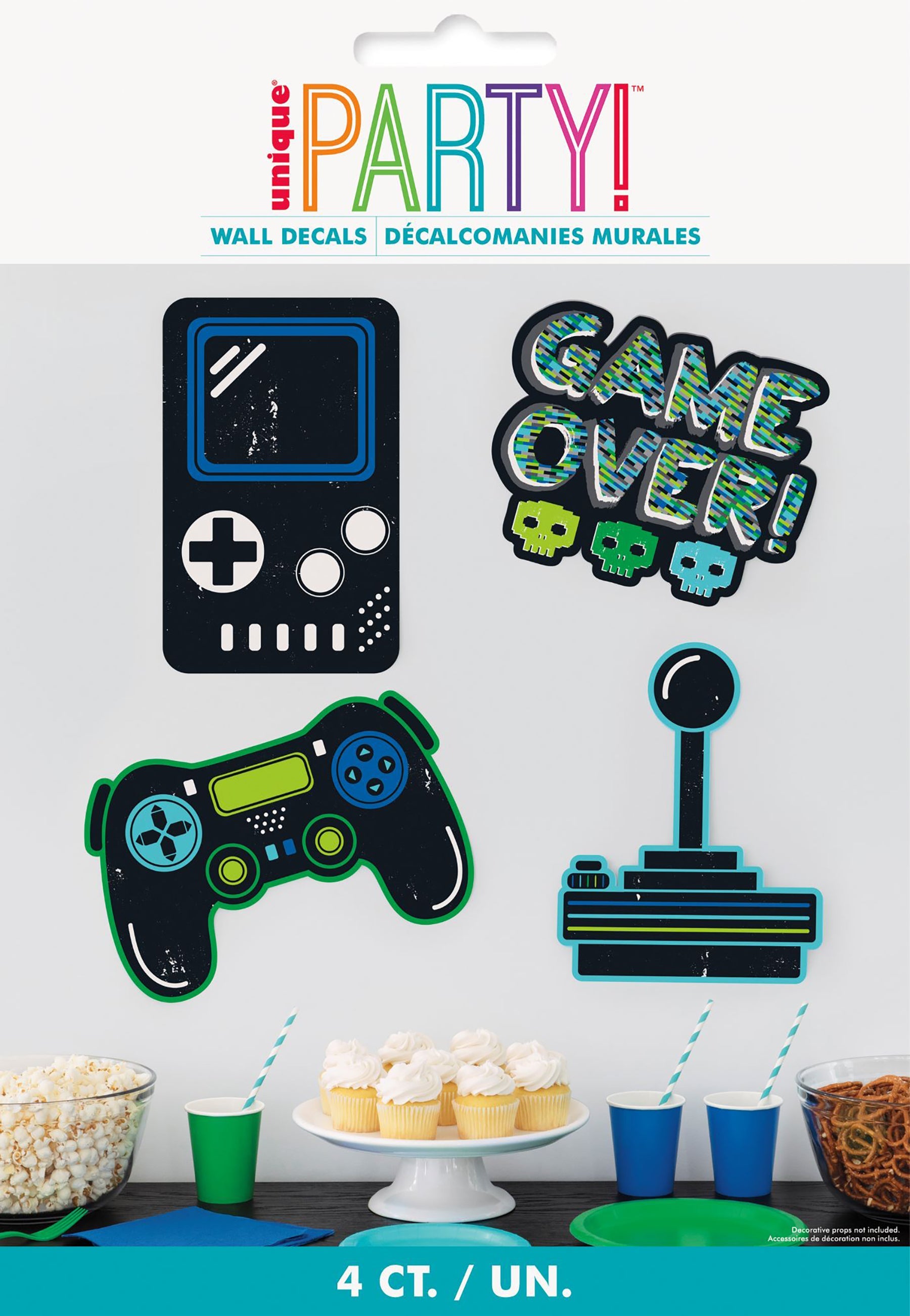 Gamer Birthday 4 Adhesive Wall Decals 14x11in approx.