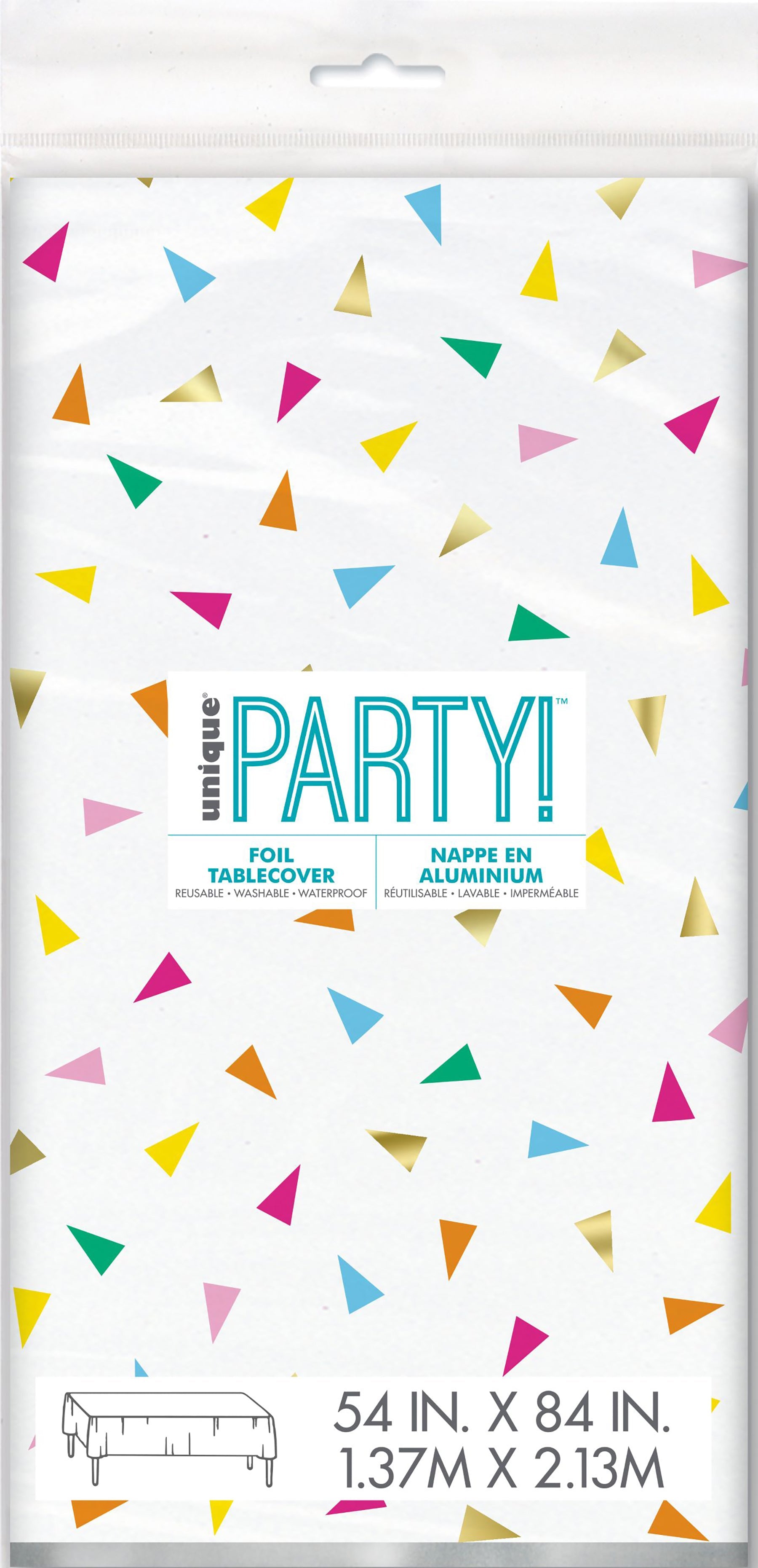 Bright Triangle Plastic Tablecover with Foil Accent 54x84in