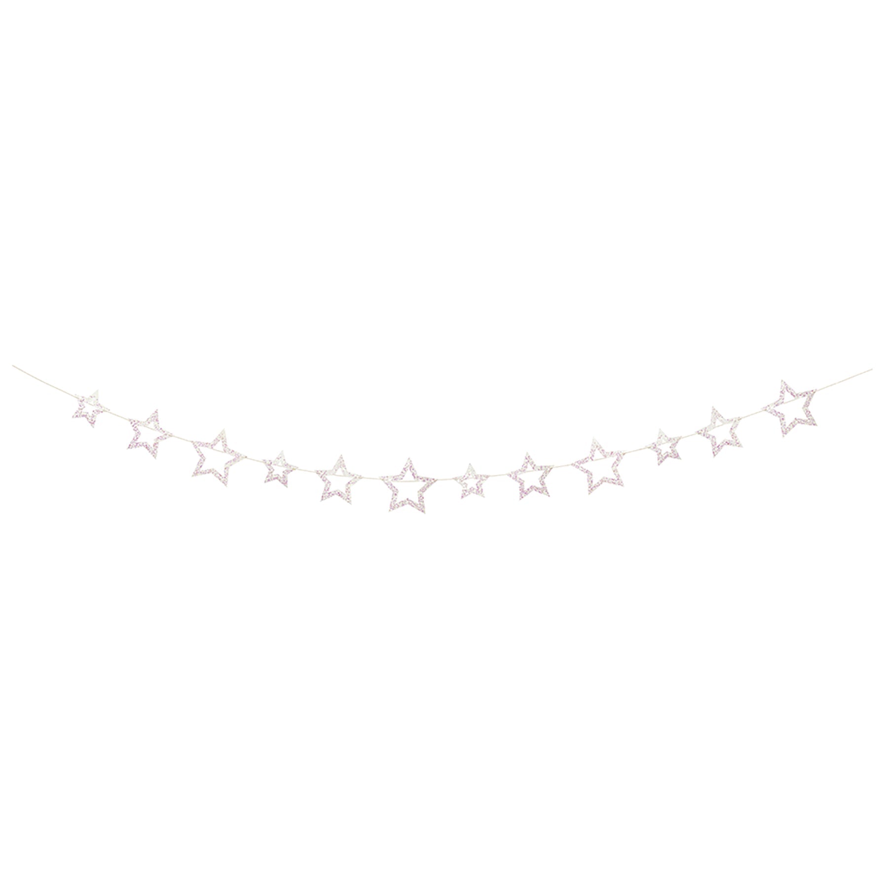 Modern Gold and Purple Iridescent Glitter Star Garland 72in