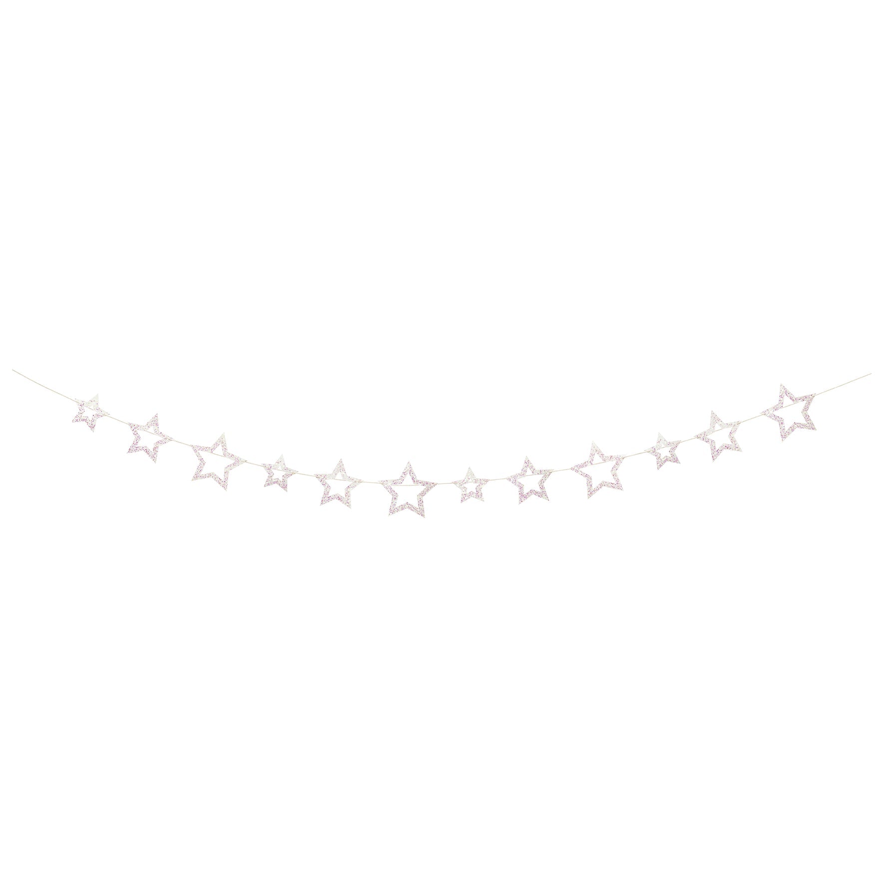 Modern Gold and Purple Iridescent Glitter Star Garland 72in