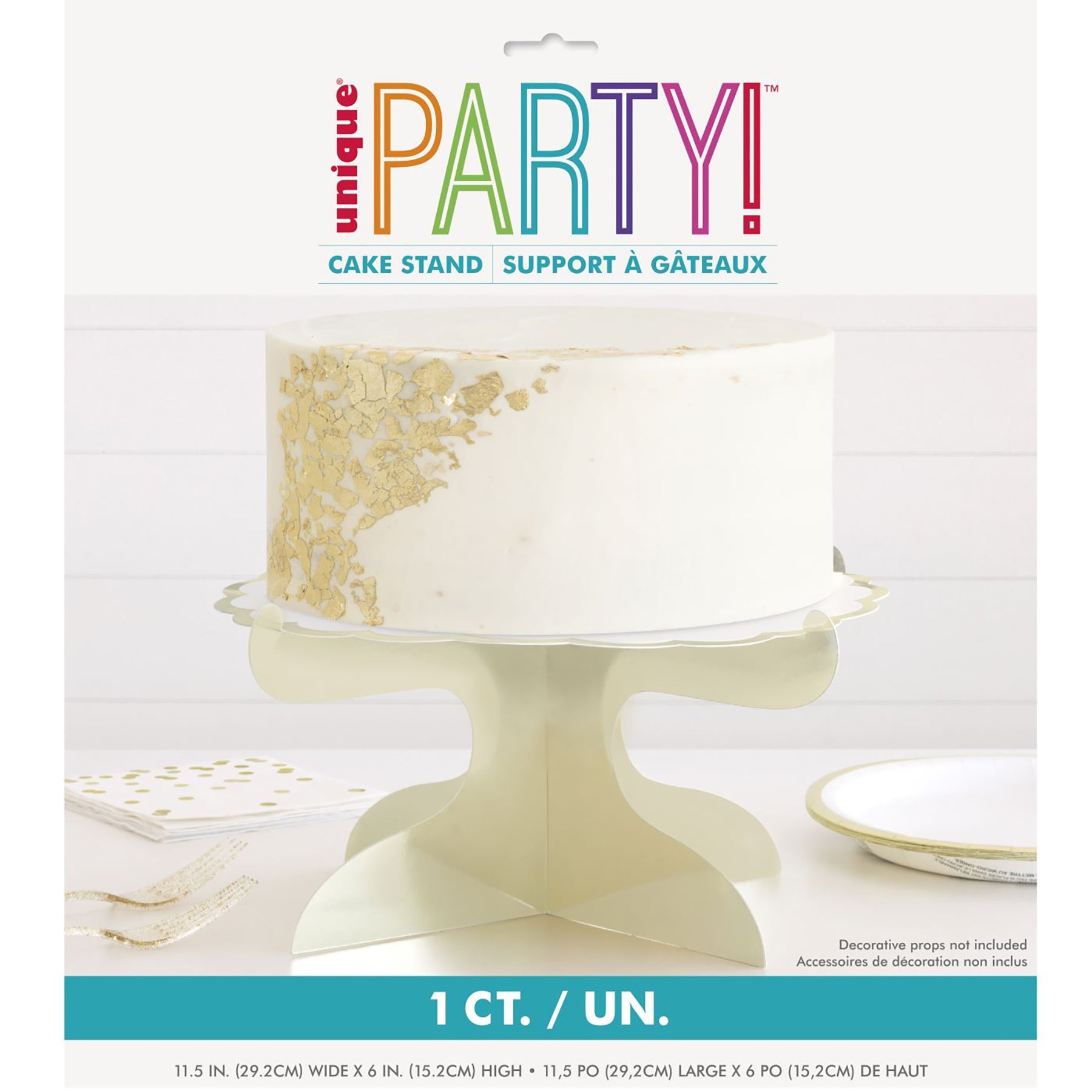 White Paperboard Cupcake Stand with Gold Foil 11.5W x6 H in