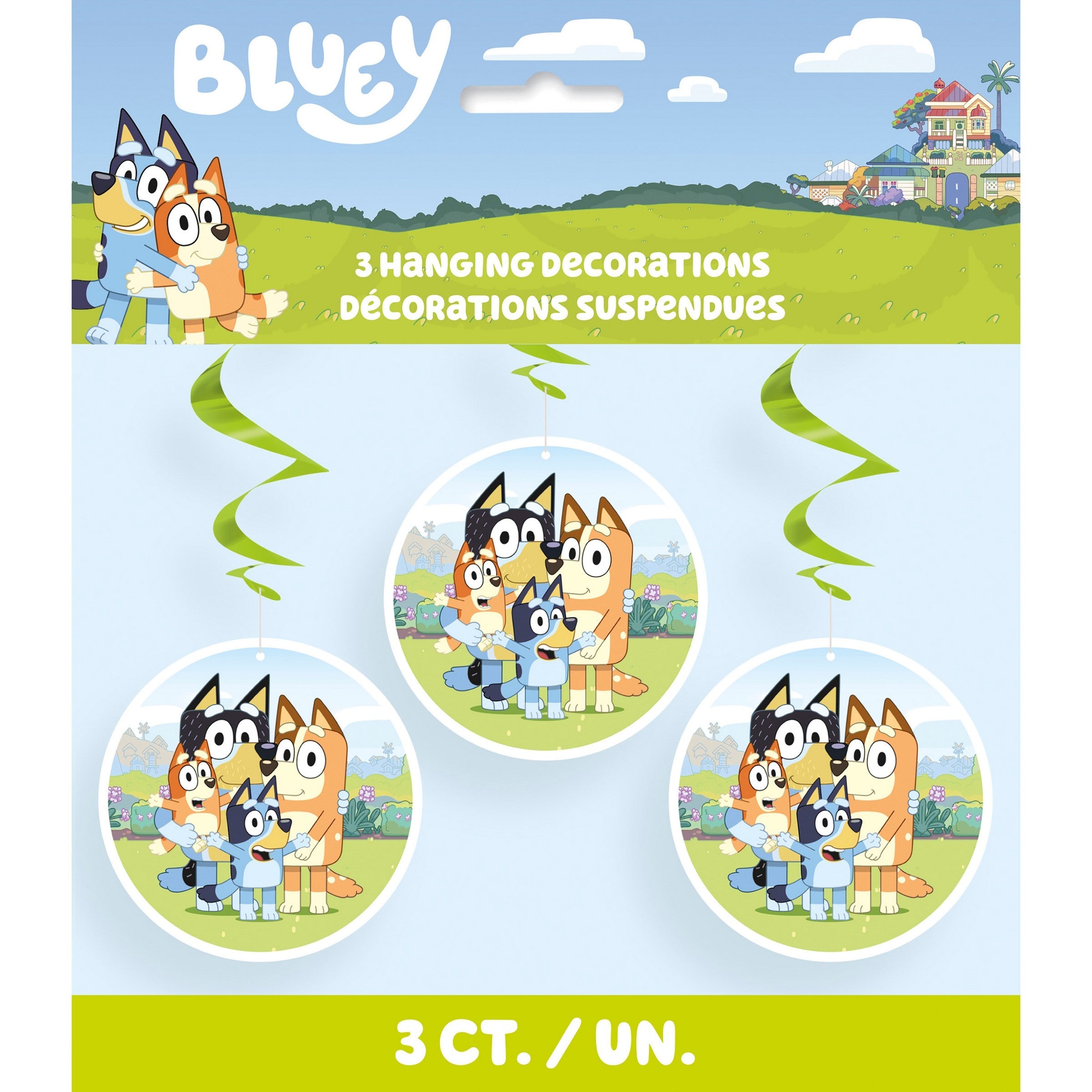 Bluey 3 Hanging Swirl Decorations 26in long